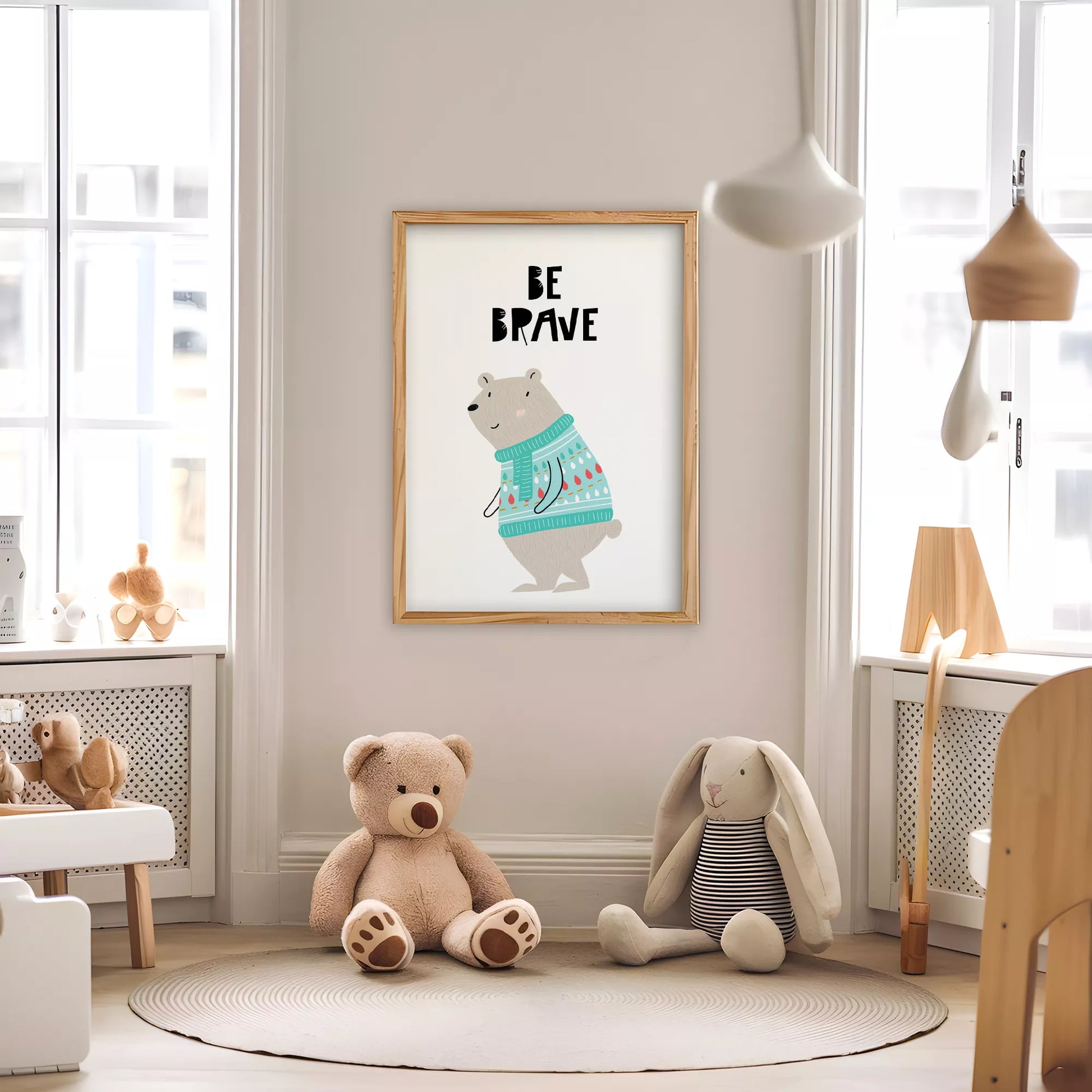 勇気をテーマにした子供向けベアの教育的アートポスター