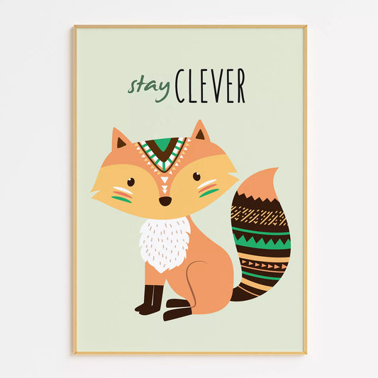 ステイクレバーフォックスの北欧スタイルキッズアートポスター