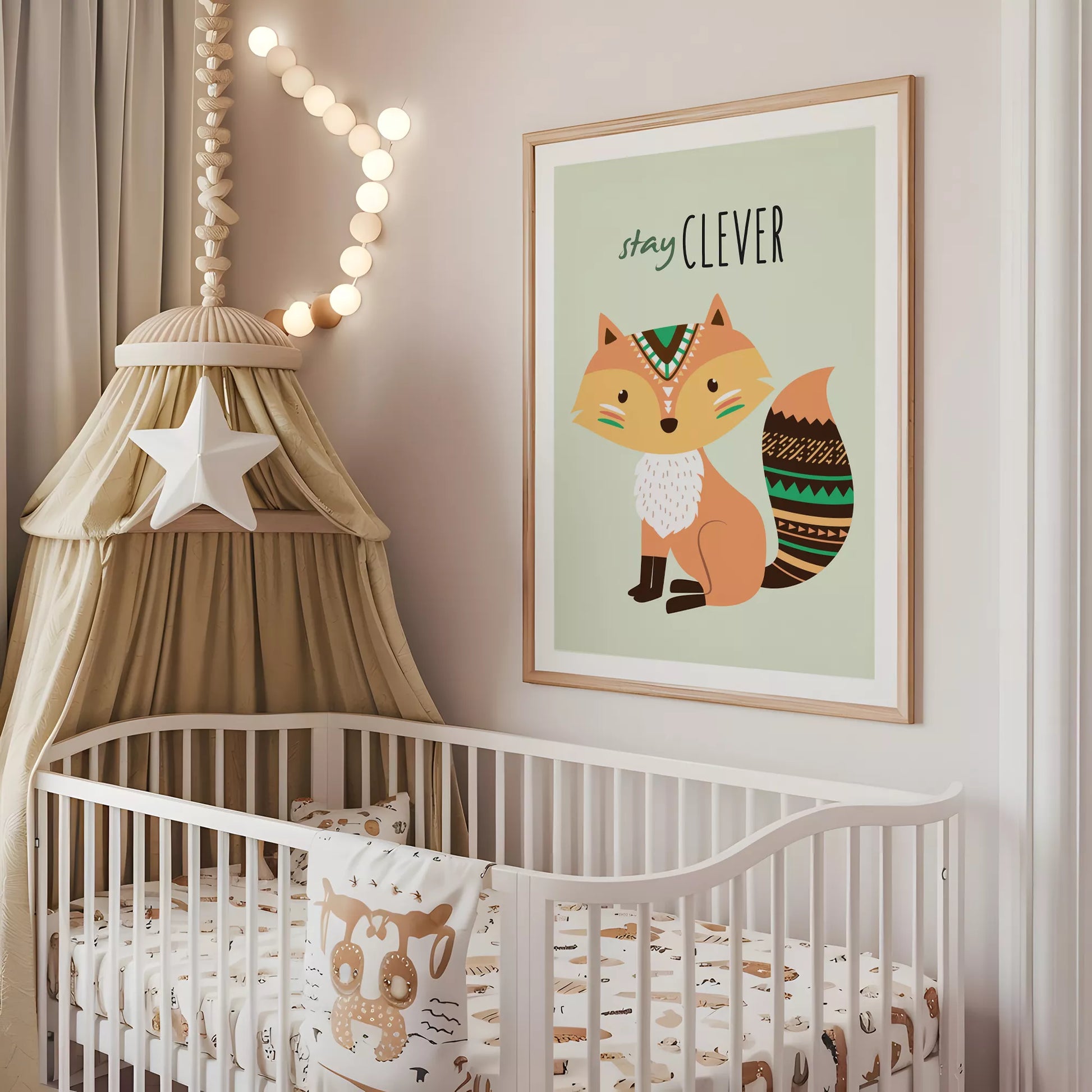ステイクレバーフォックスの北欧スタイルキッズアートポスター