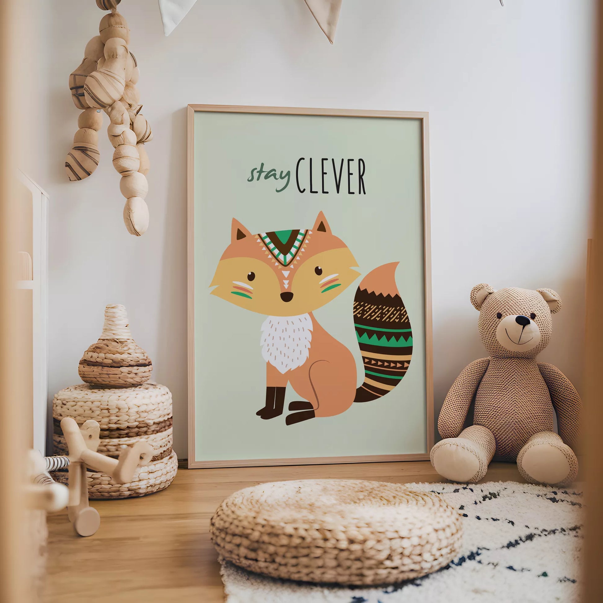ステイクレバーフォックスの北欧スタイルキッズアートポスター