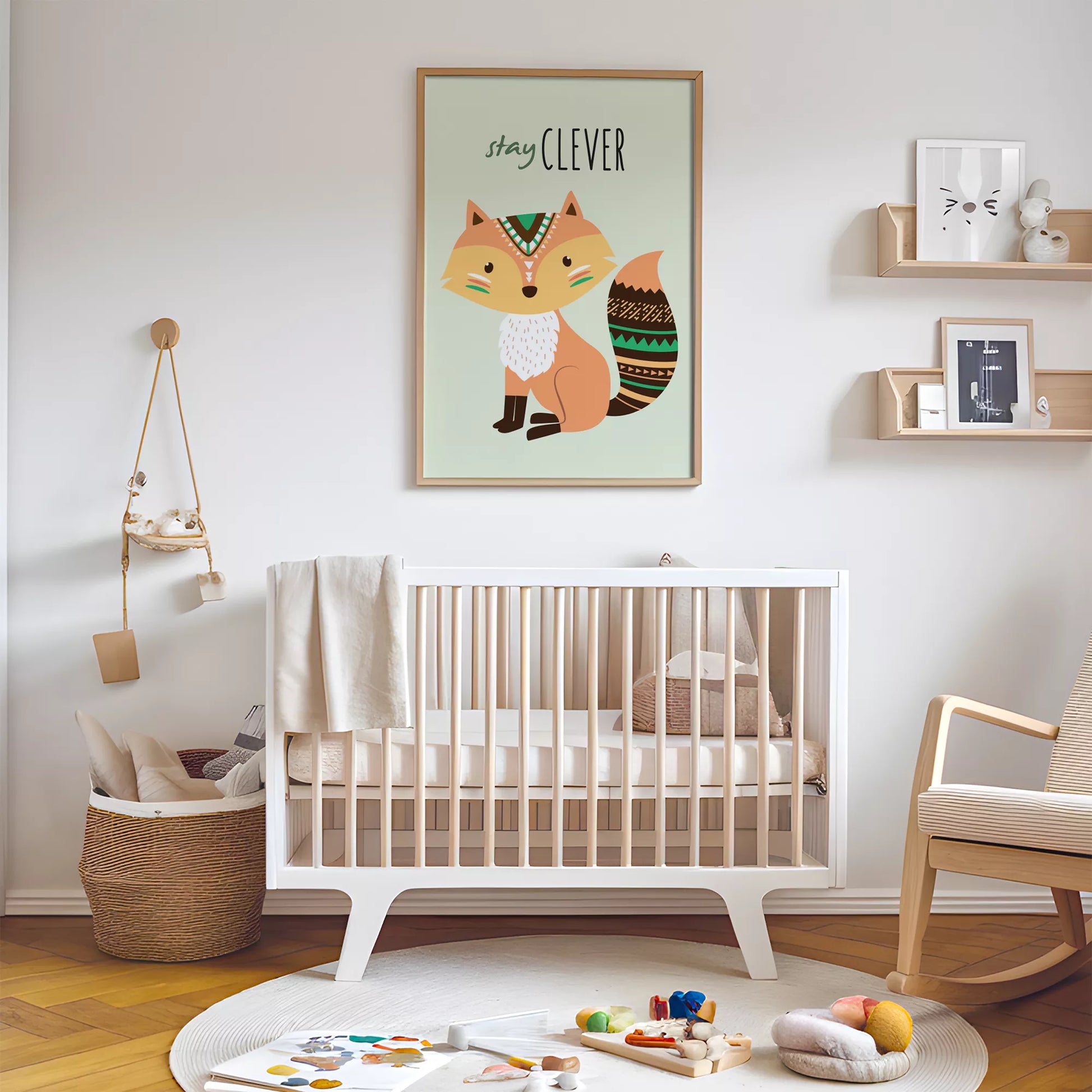 ステイクレバーフォックスの北欧スタイルキッズアートポスター
