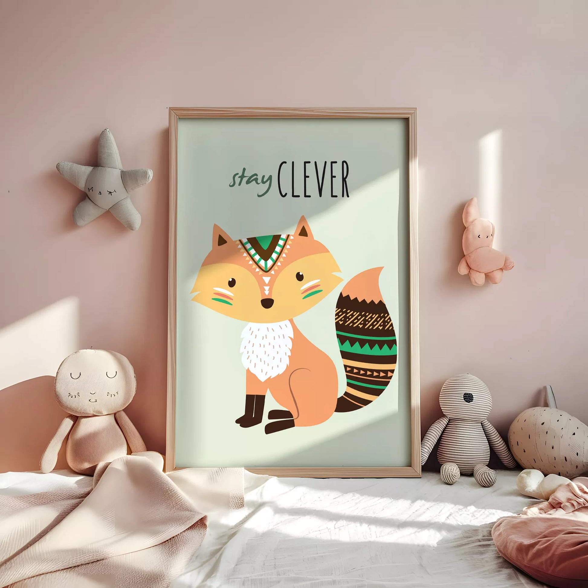 ステイクレバーフォックスの北欧スタイルキッズアートポスター