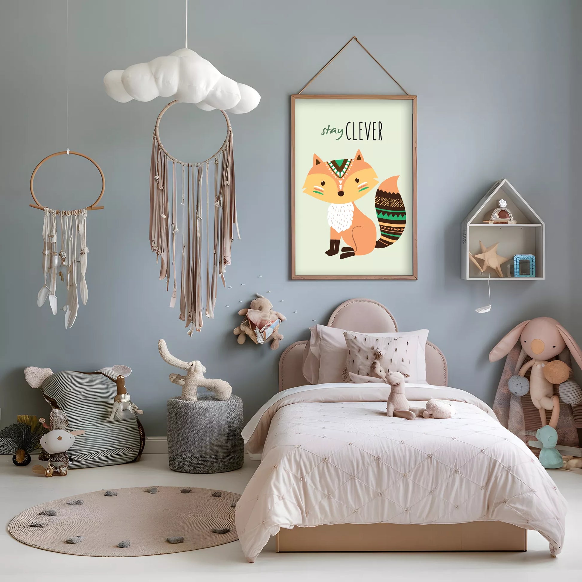 ステイクレバーフォックスの北欧スタイルキッズアートポスター