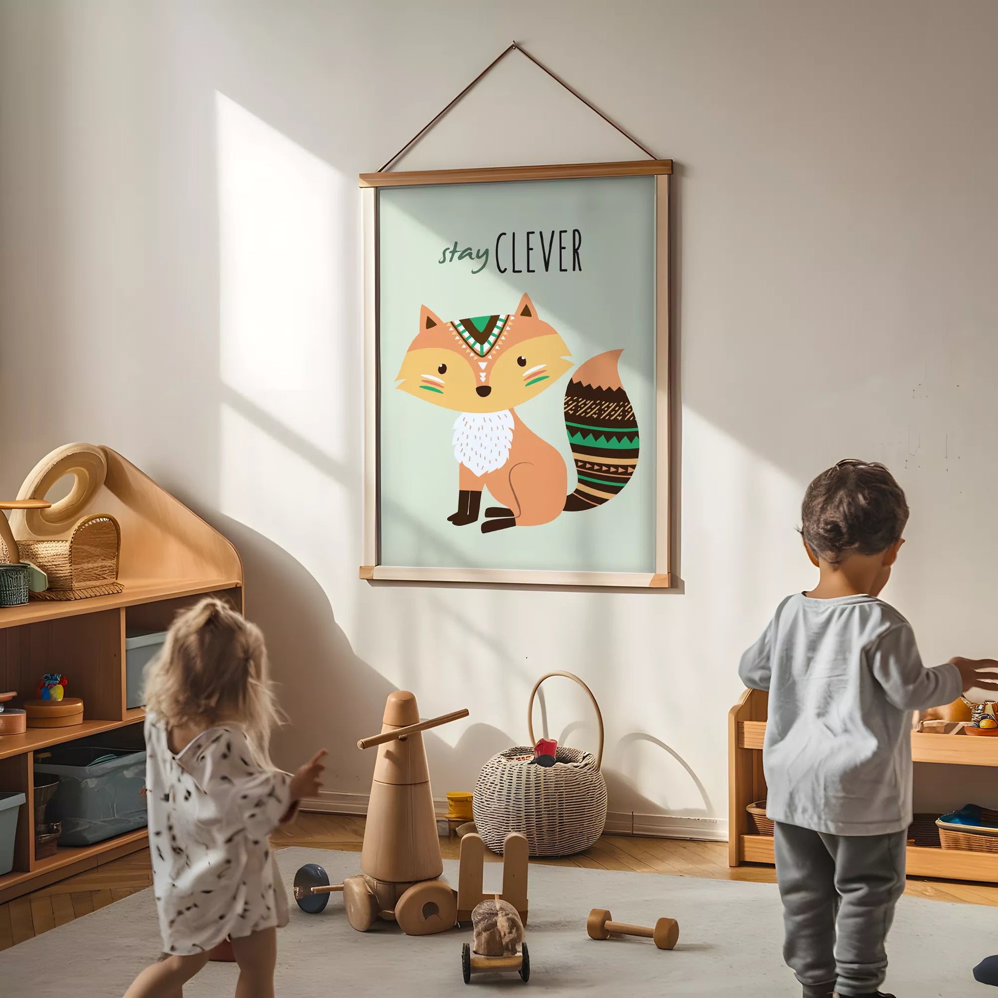 ステイクレバーフォックスの北欧スタイルキッズアートポスター