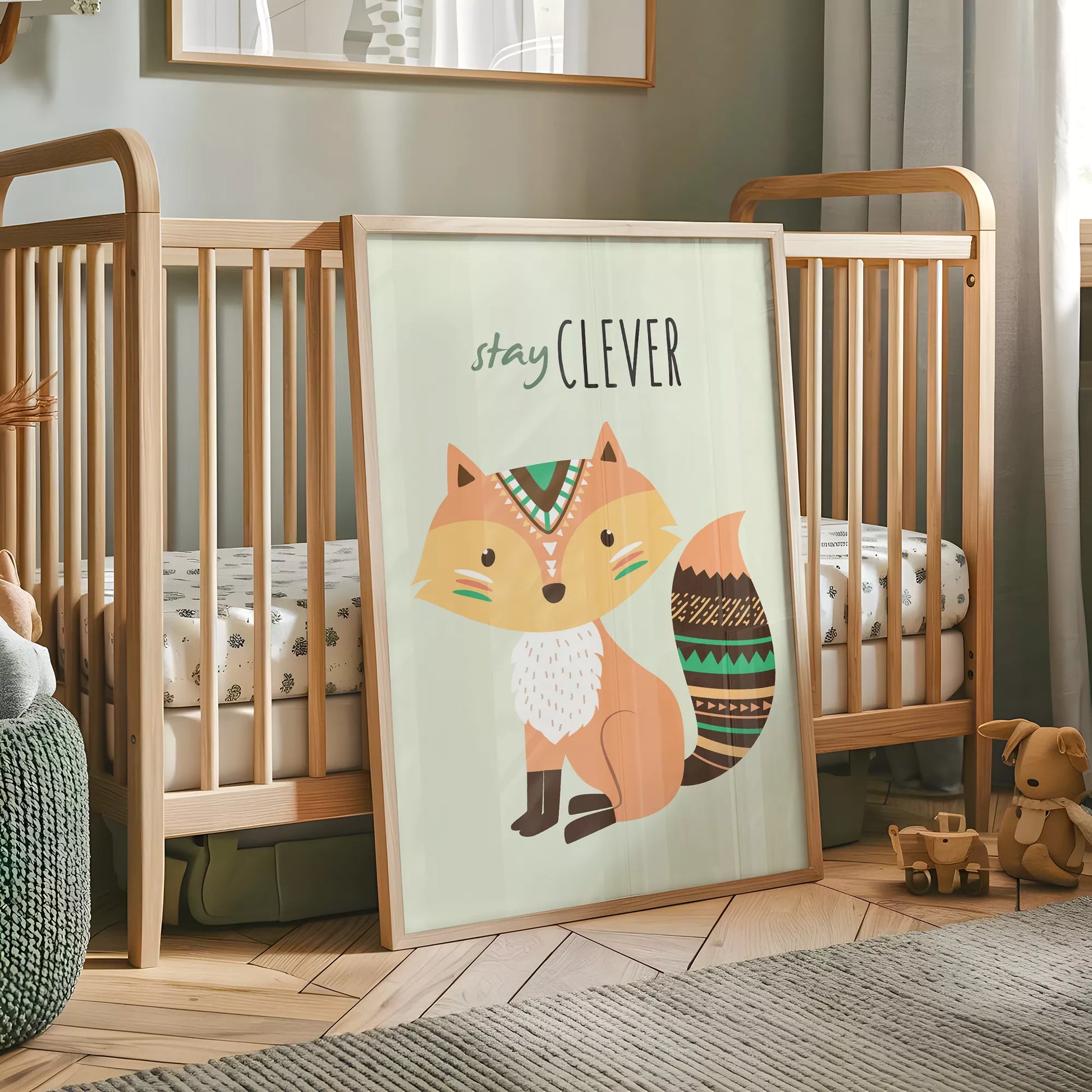 ステイクレバーフォックスの北欧スタイルキッズアートポスター