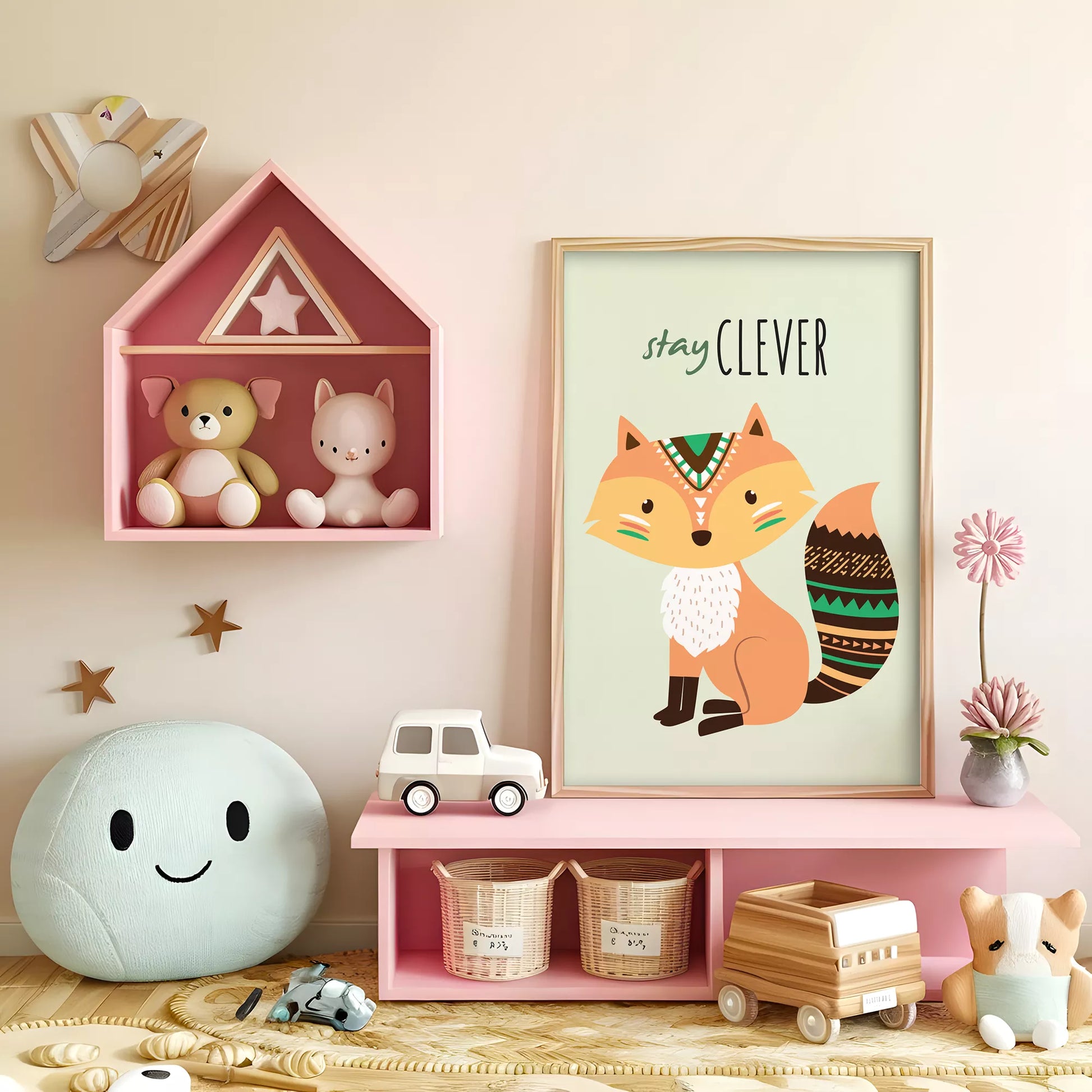 ステイクレバーフォックスの北欧スタイルキッズアートポスター