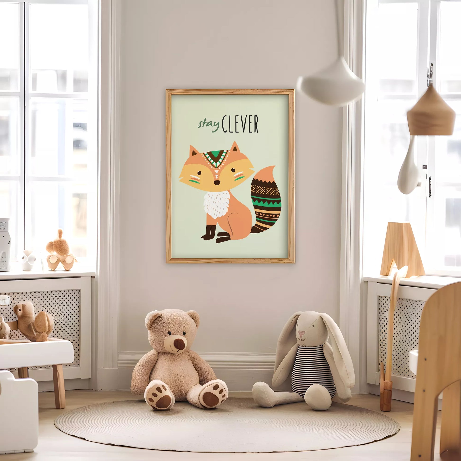 ステイクレバーフォックスの北欧スタイルキッズアートポスター