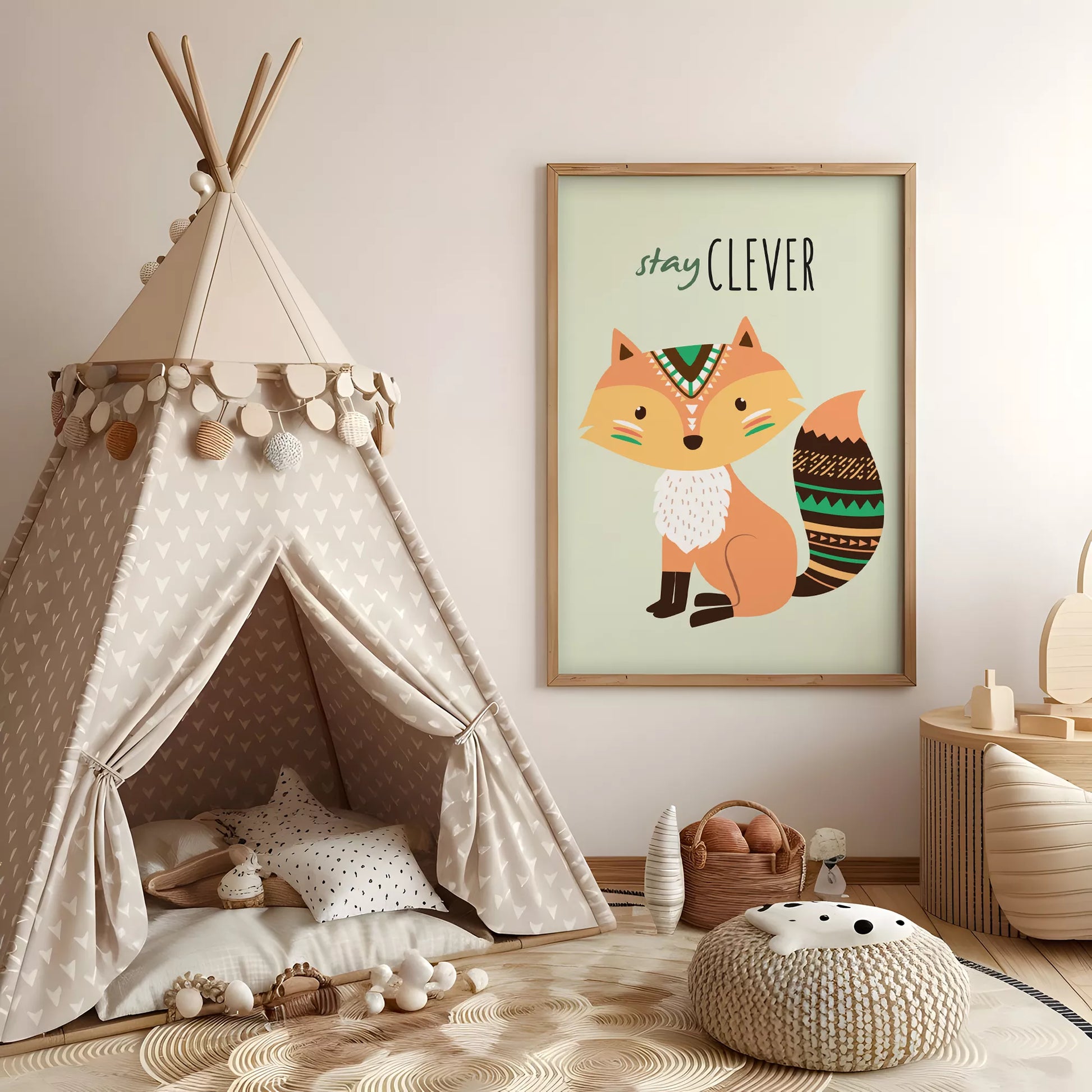 ステイクレバーフォックスの北欧スタイルキッズアートポスター