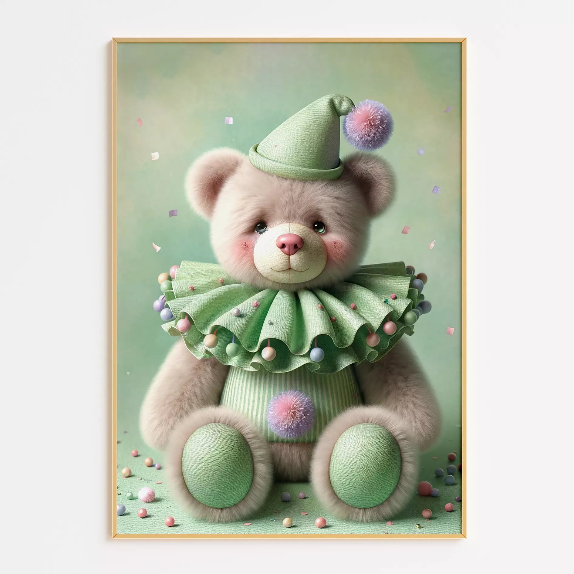 クラウンベアの北欧スタイルキッズアートポスター