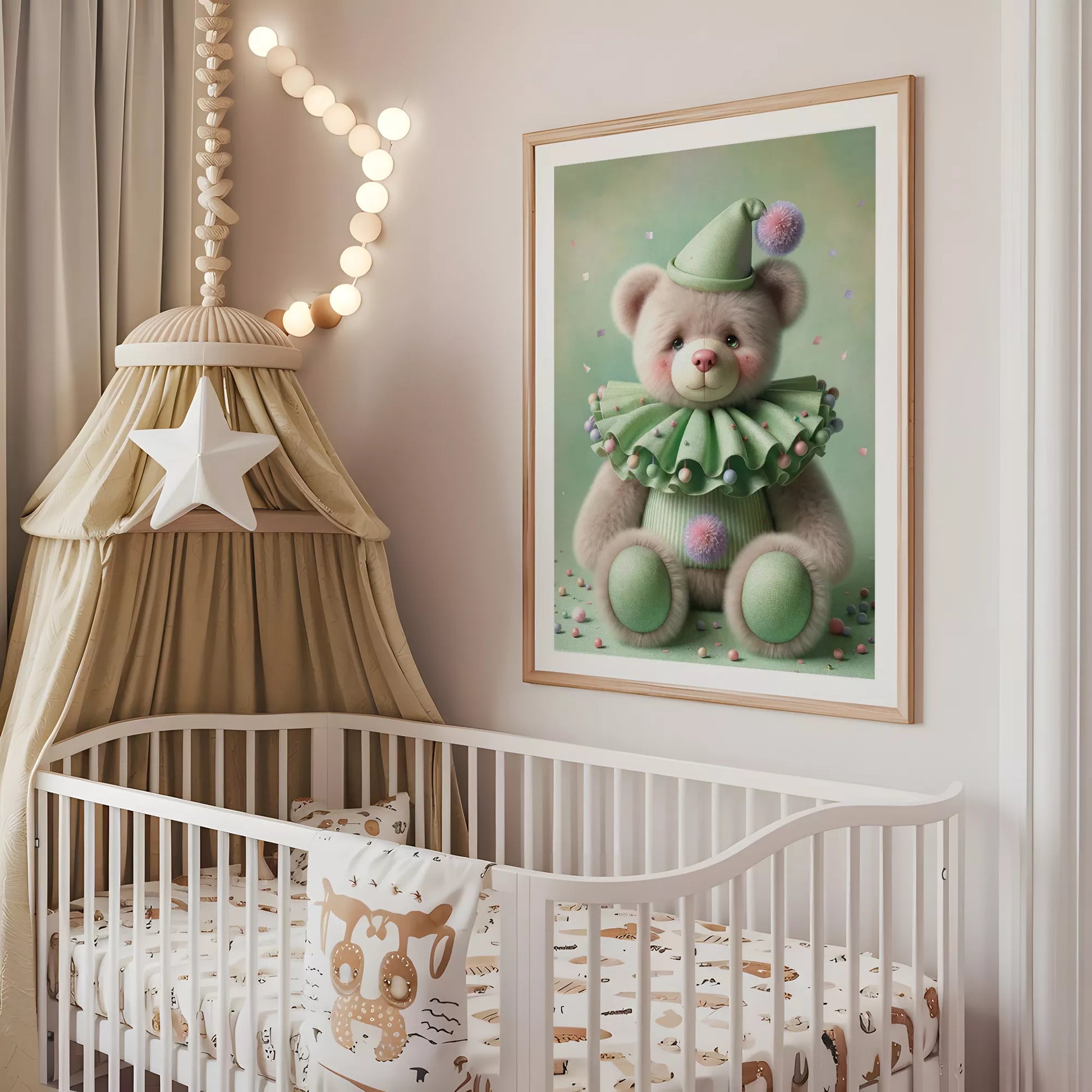 クラウンベアの北欧スタイルキッズアートポスター