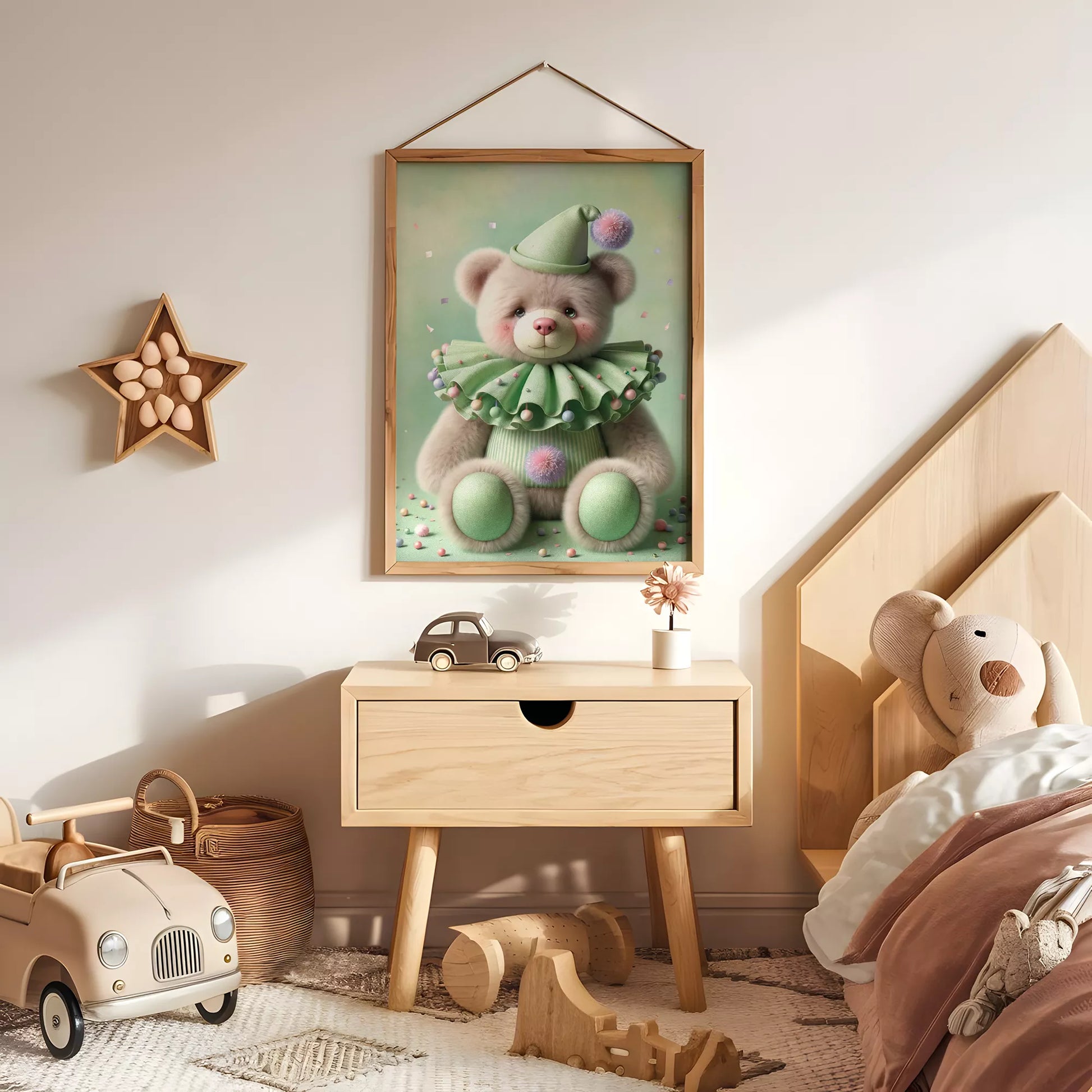 クラウンベアの北欧スタイルキッズアートポスター