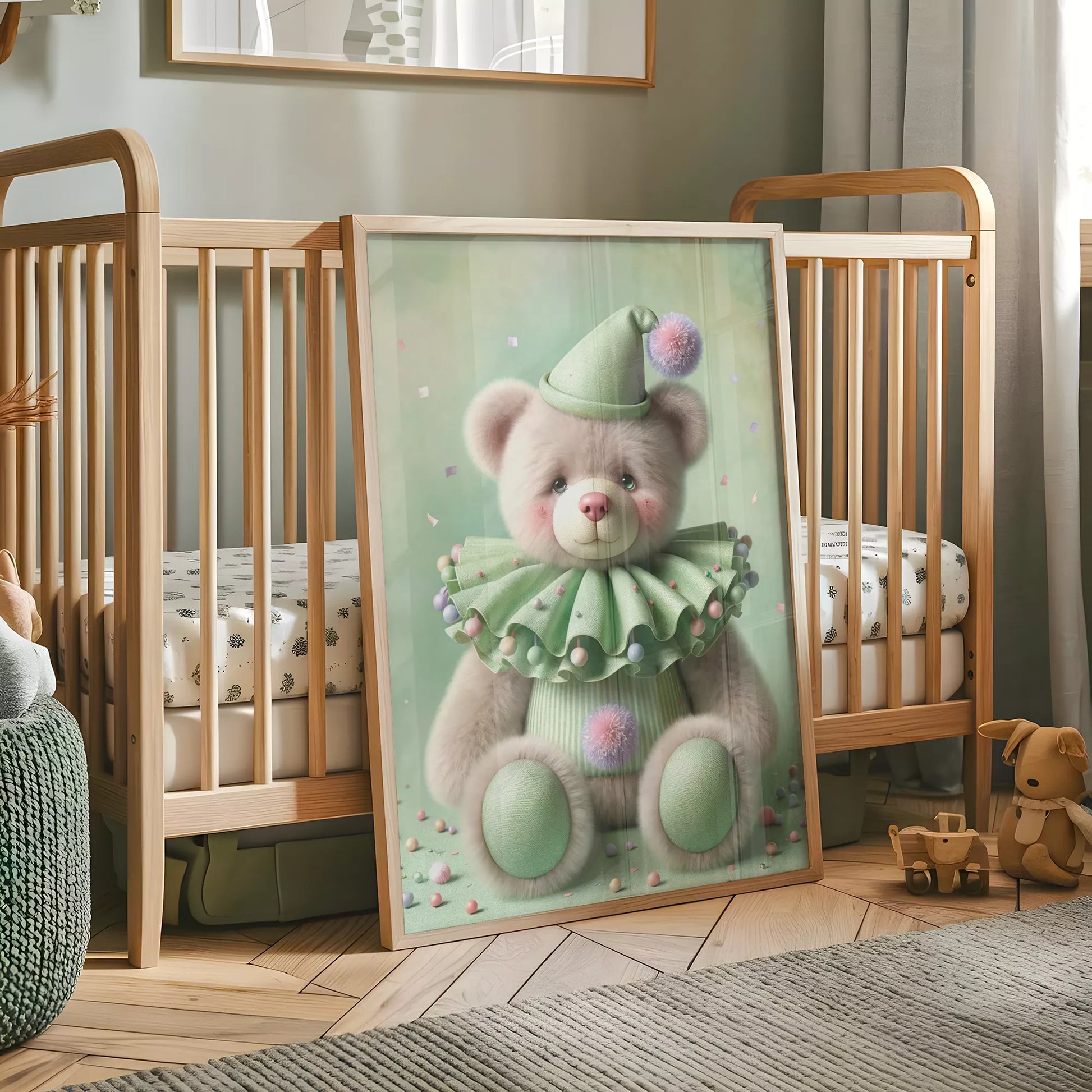 クラウンベアの北欧スタイルキッズアートポスター