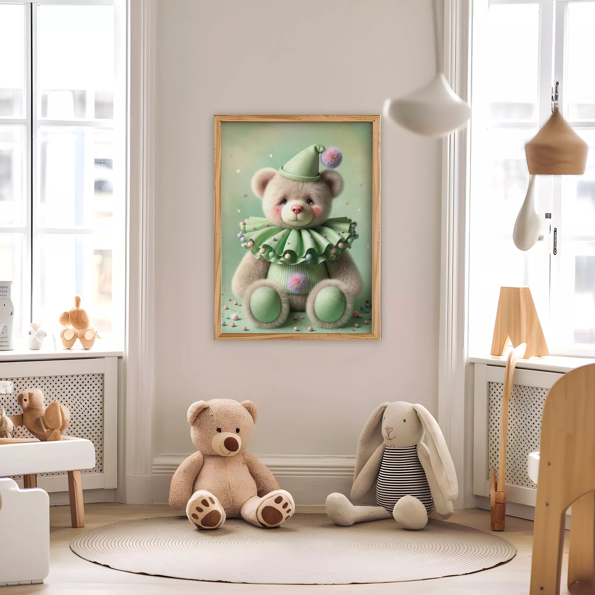 クラウンベアの北欧スタイルキッズアートポスター