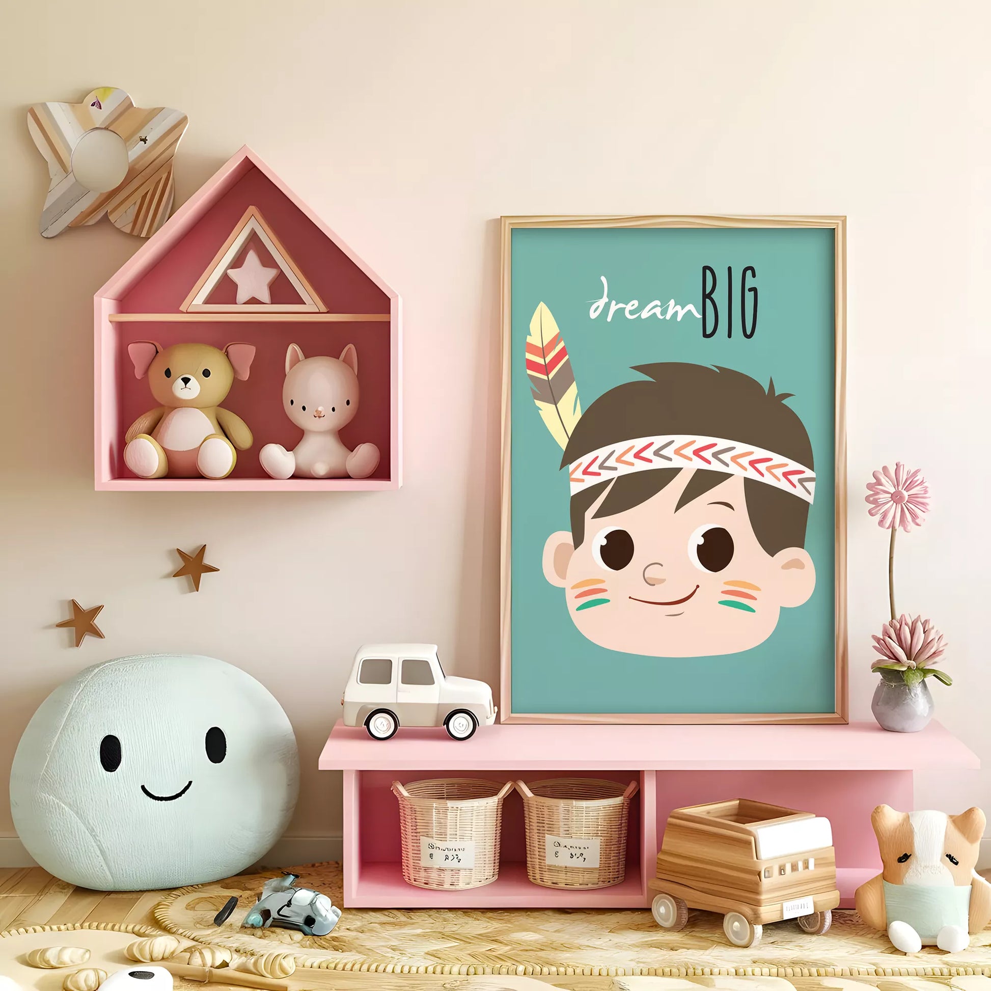 ドリームビッグのボヘミアンスタイルキッズアートポスター