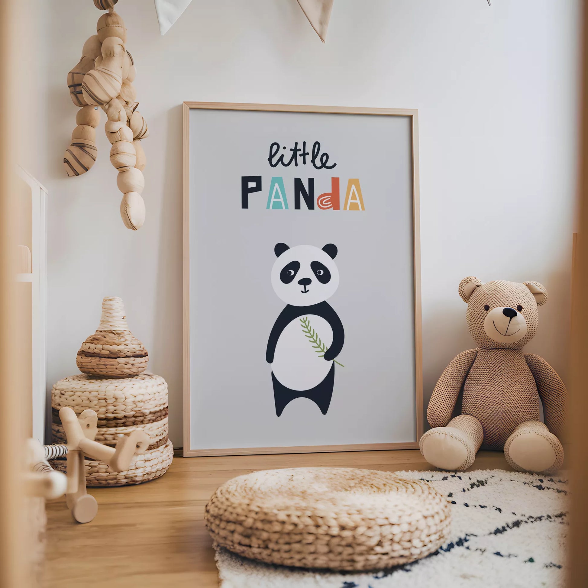 リトルパンダの北欧スタイルキッズアートポスター