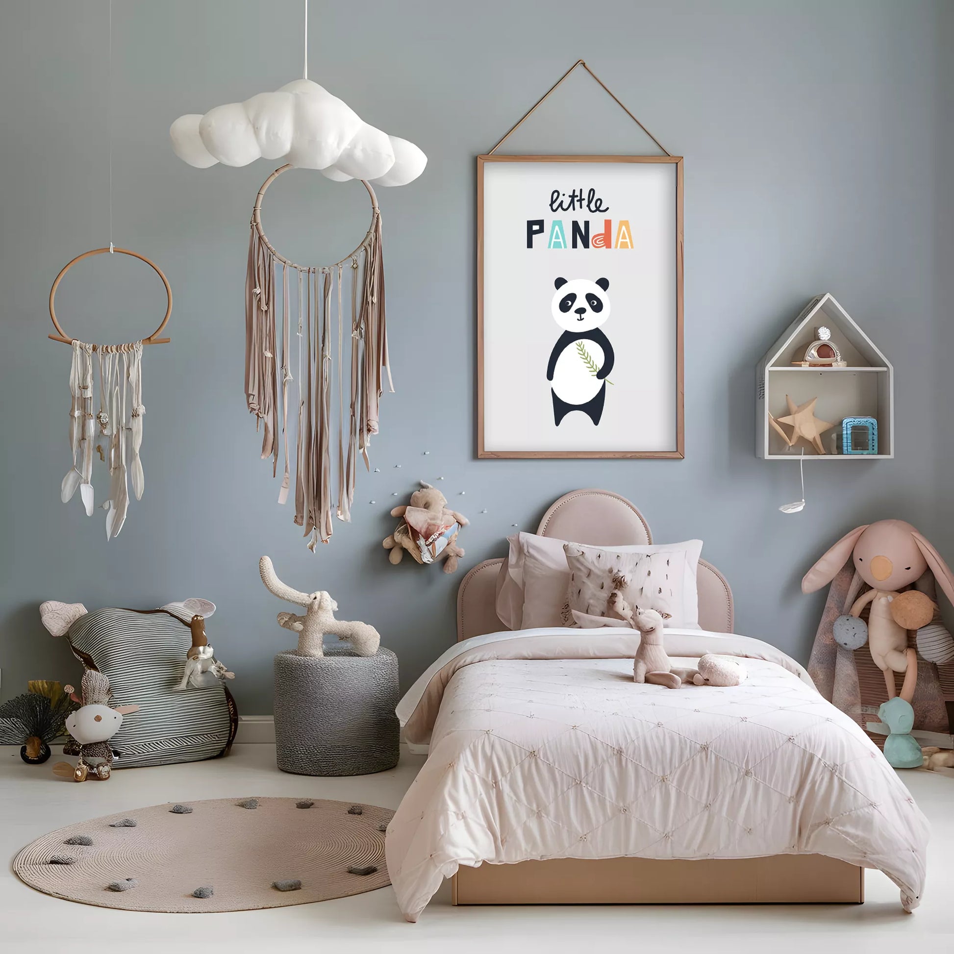 リトルパンダの北欧スタイルキッズアートポスター