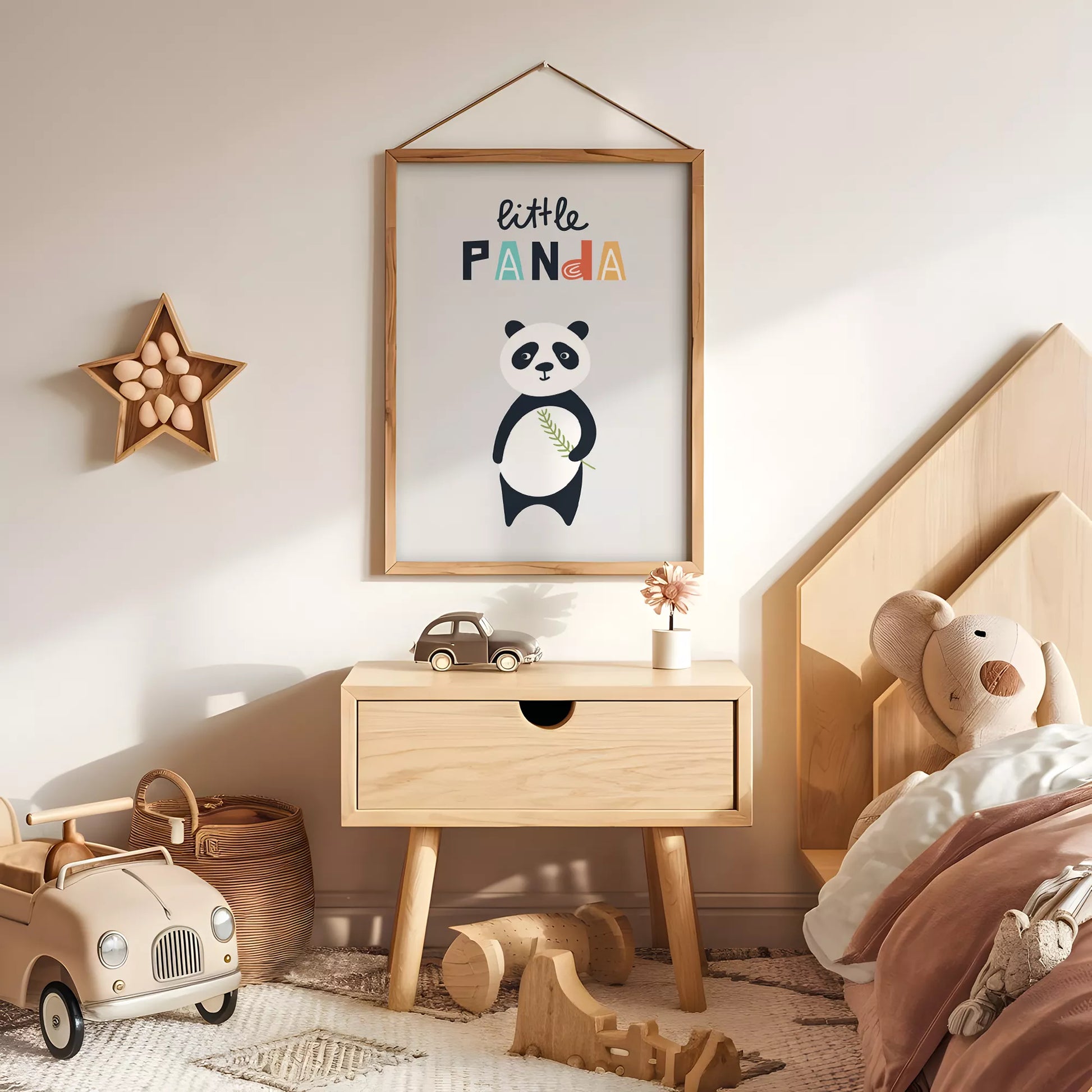 リトルパンダの北欧スタイルキッズアートポスター