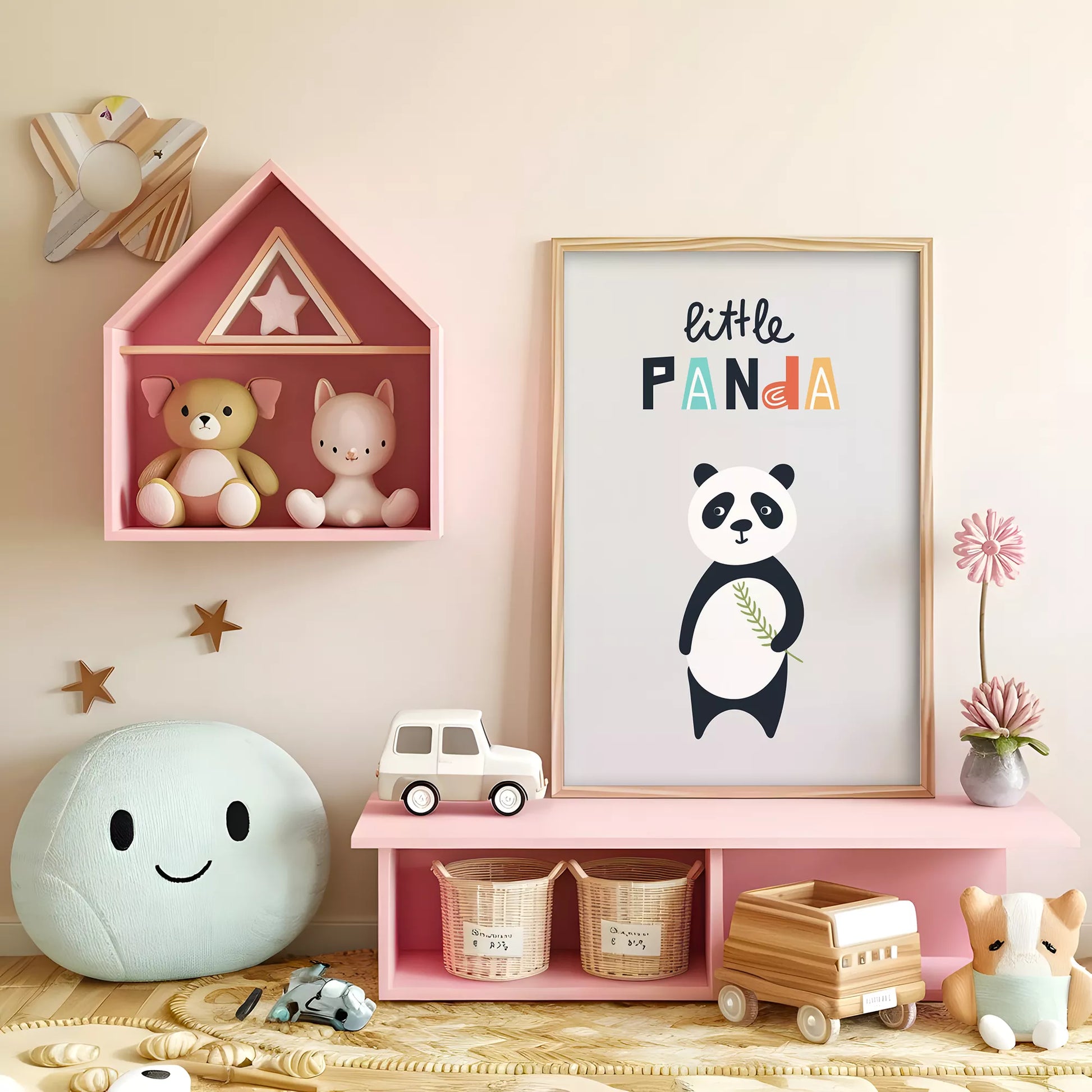 リトルパンダの北欧スタイルキッズアートポスター