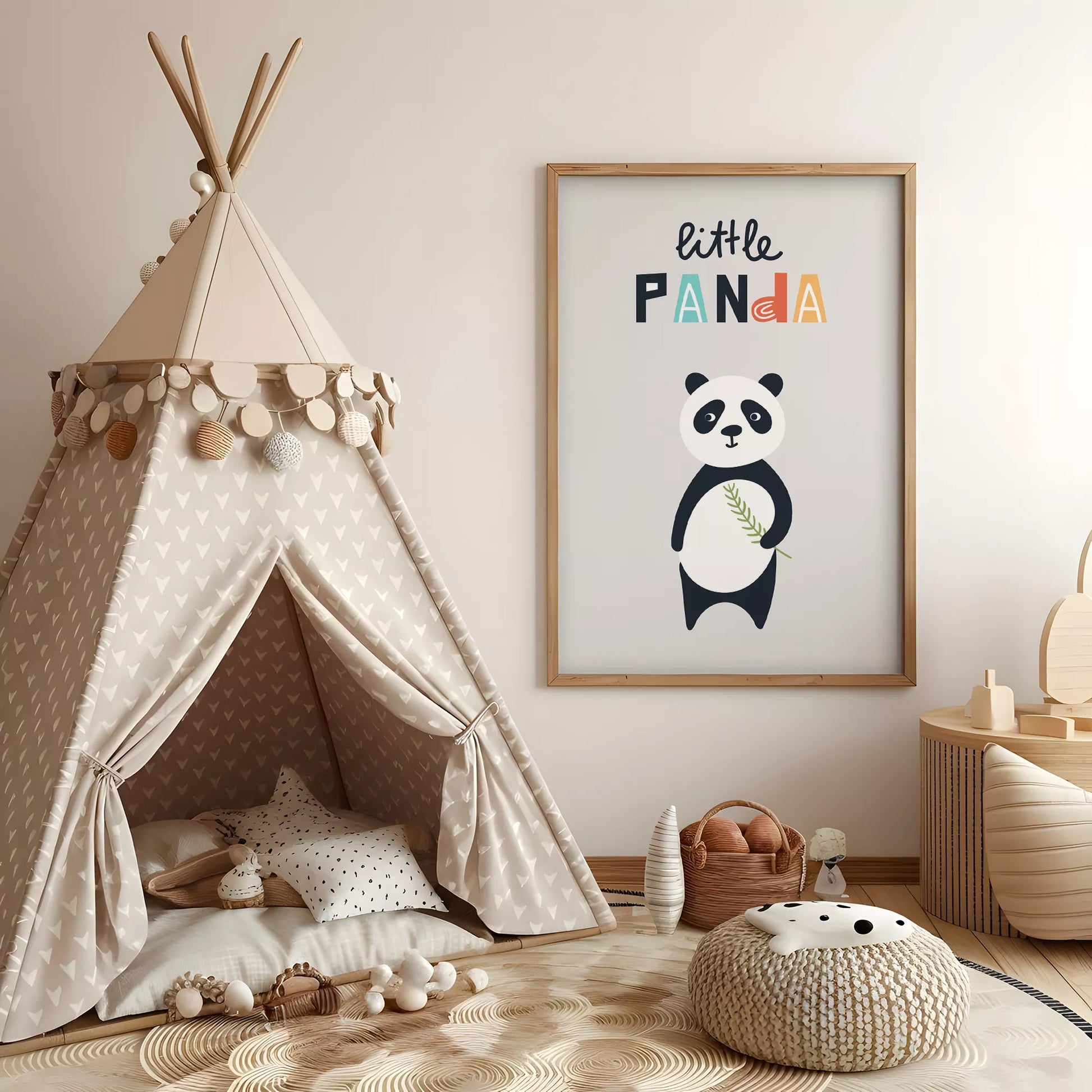 リトルパンダの北欧スタイルキッズアートポスター