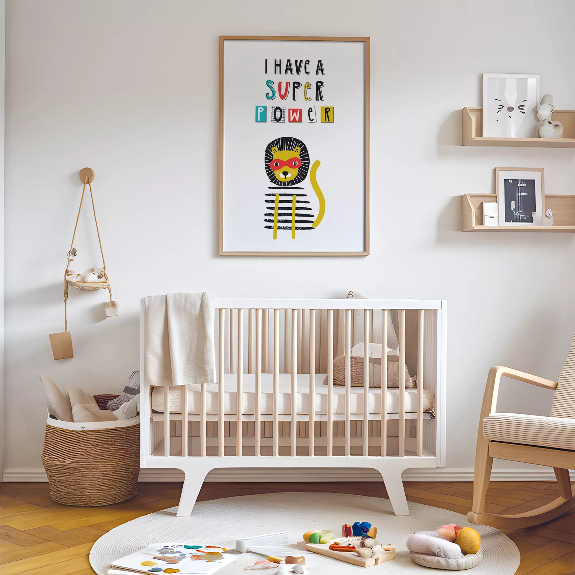 スーパーパワーライオンのキッズ向けポップアートポスター