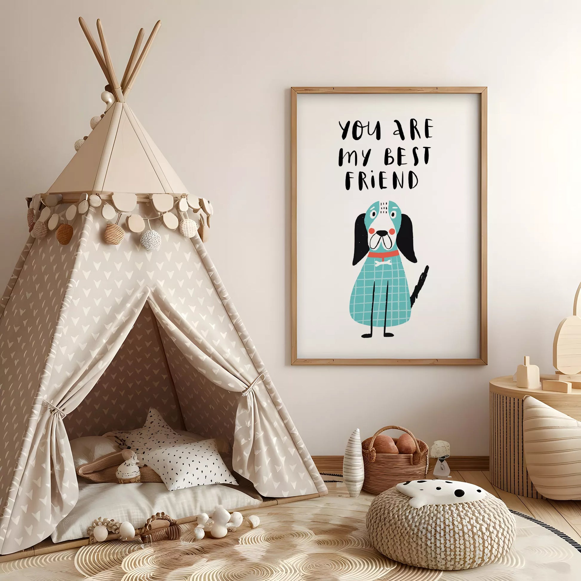 子供向け犬モチーフの教育的アートポスター