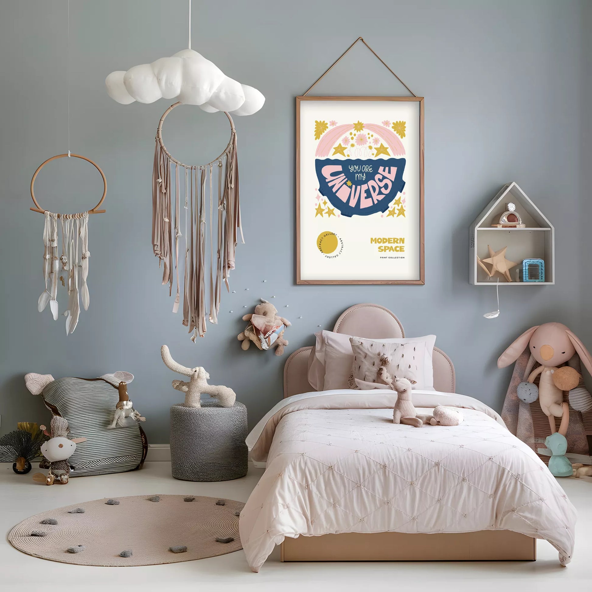 子供用モチベーションポスター レインボーと星のデザイン