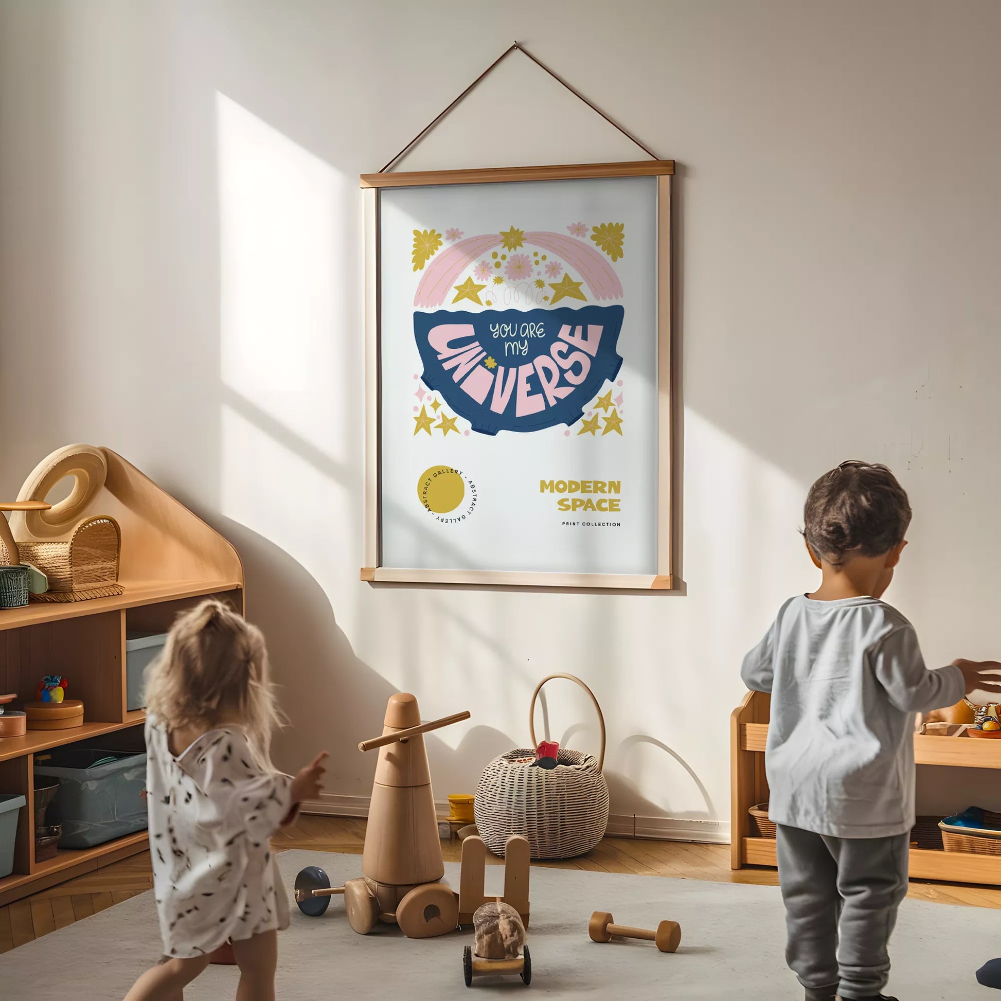 子供用モチベーションポスター レインボーと星のデザイン