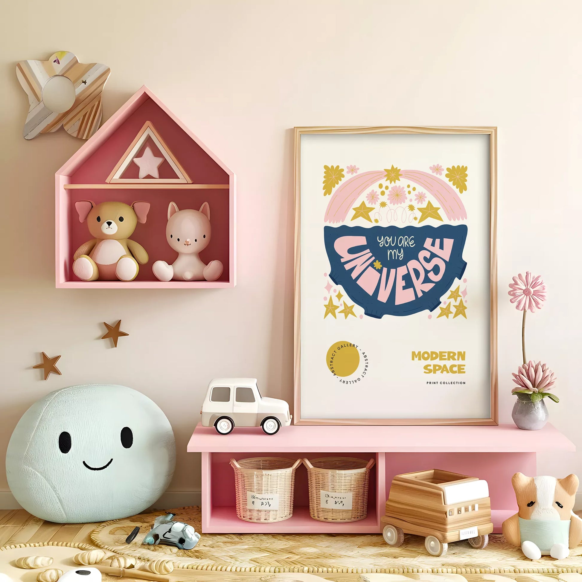 子供用モチベーションポスター レインボーと星のデザイン