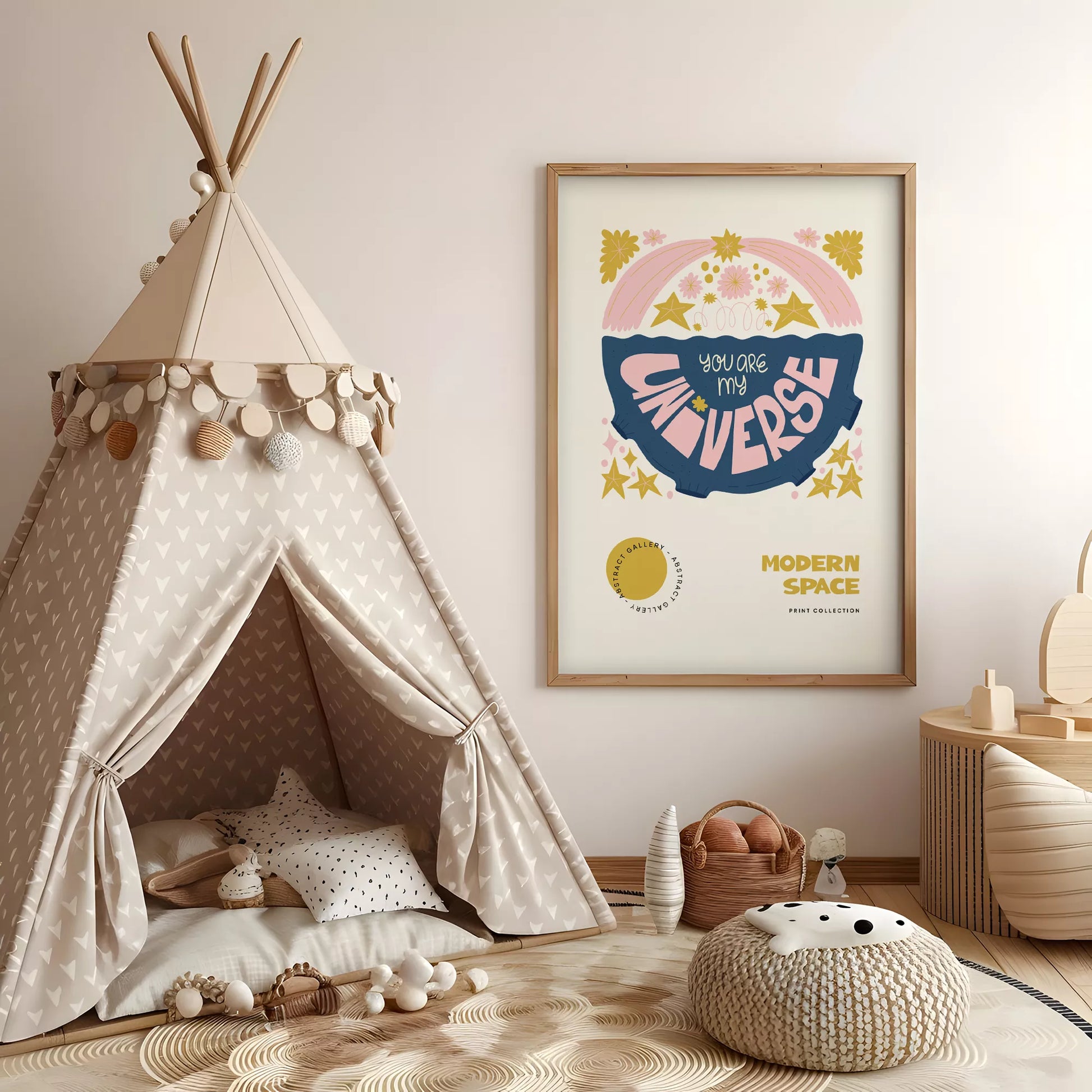 子供用モチベーションポスター レインボーと星のデザイン