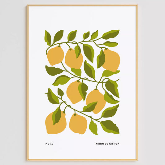 北欧デザインのレモン枝ボタニカル アートポスター シンプルモダン