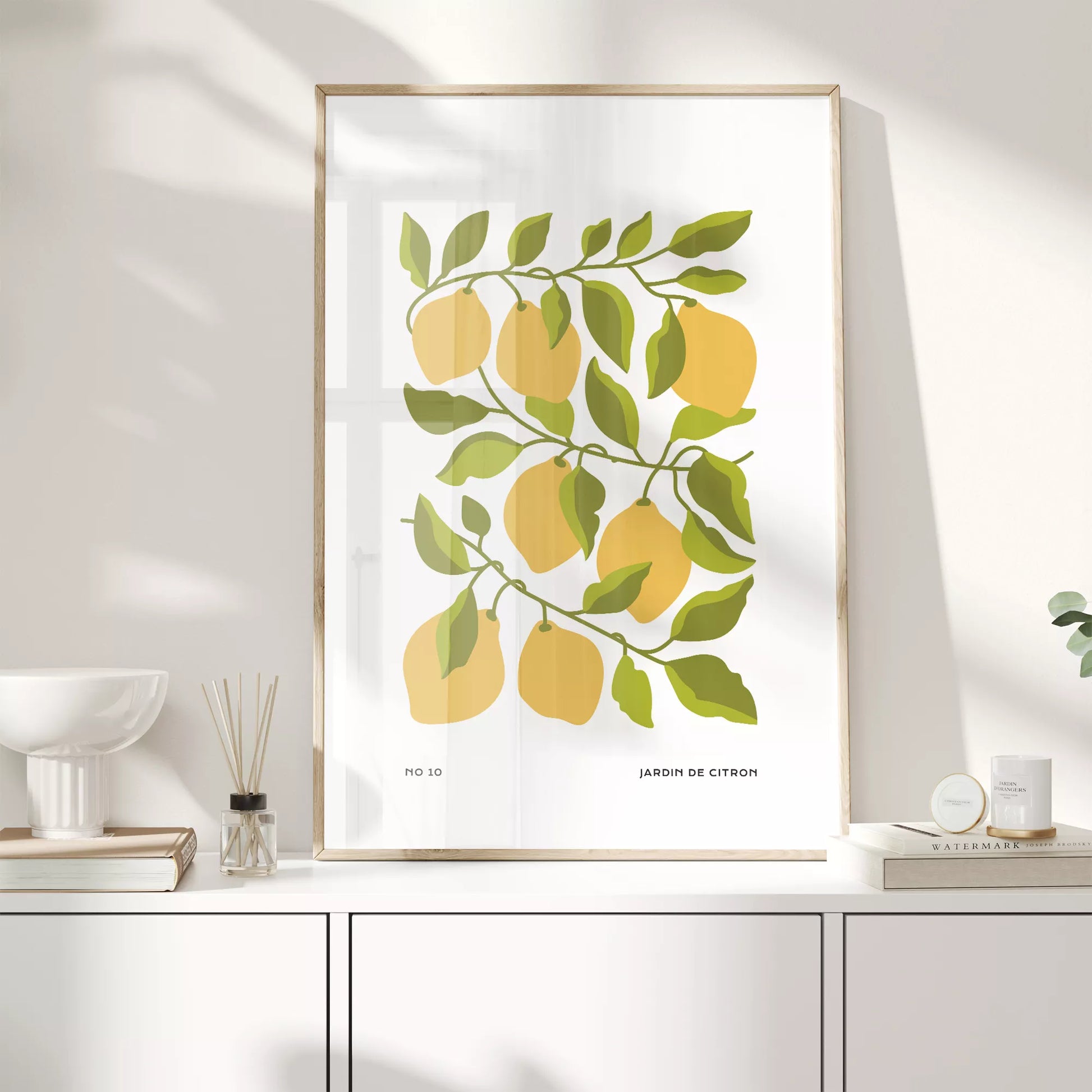 北欧デザインのレモン枝ボタニカル アートポスター シンプルモダン