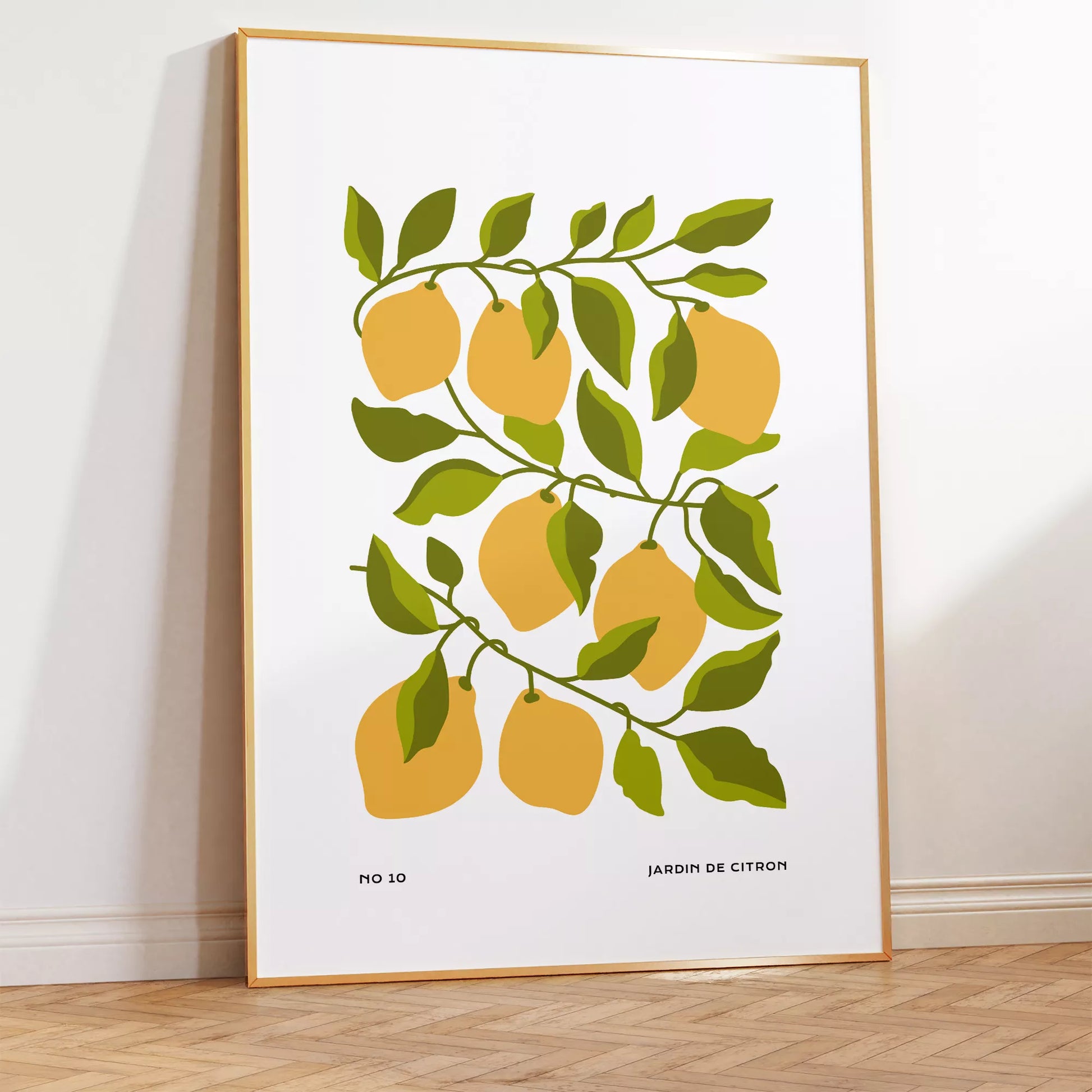 北欧デザインのレモン枝ボタニカル アートポスター シンプルモダン