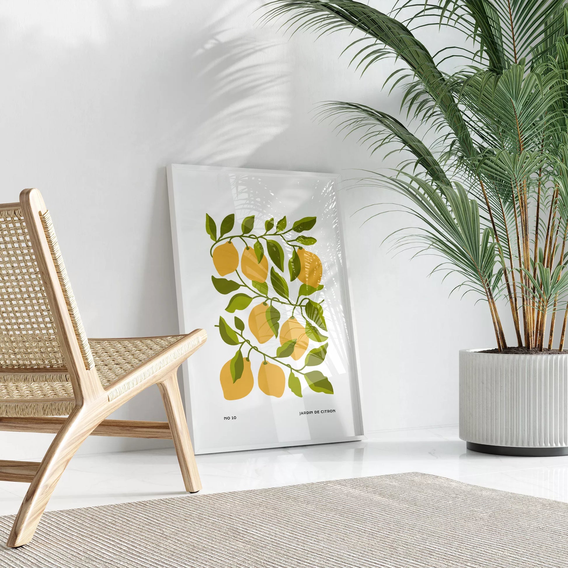 北欧デザインのレモン枝ボタニカル アートポスター シンプルモダン