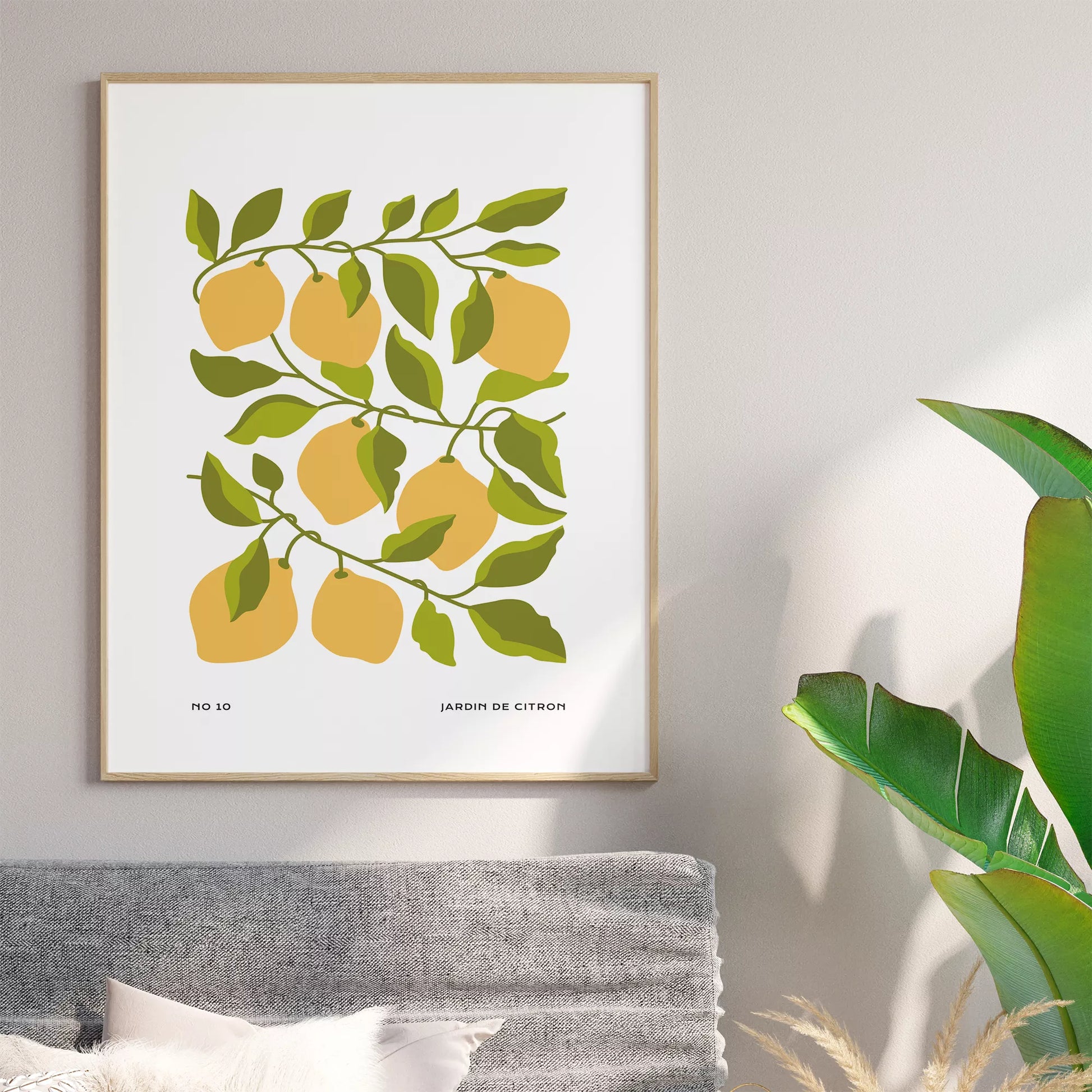 北欧デザインのレモン枝ボタニカル アートポスター シンプルモダン