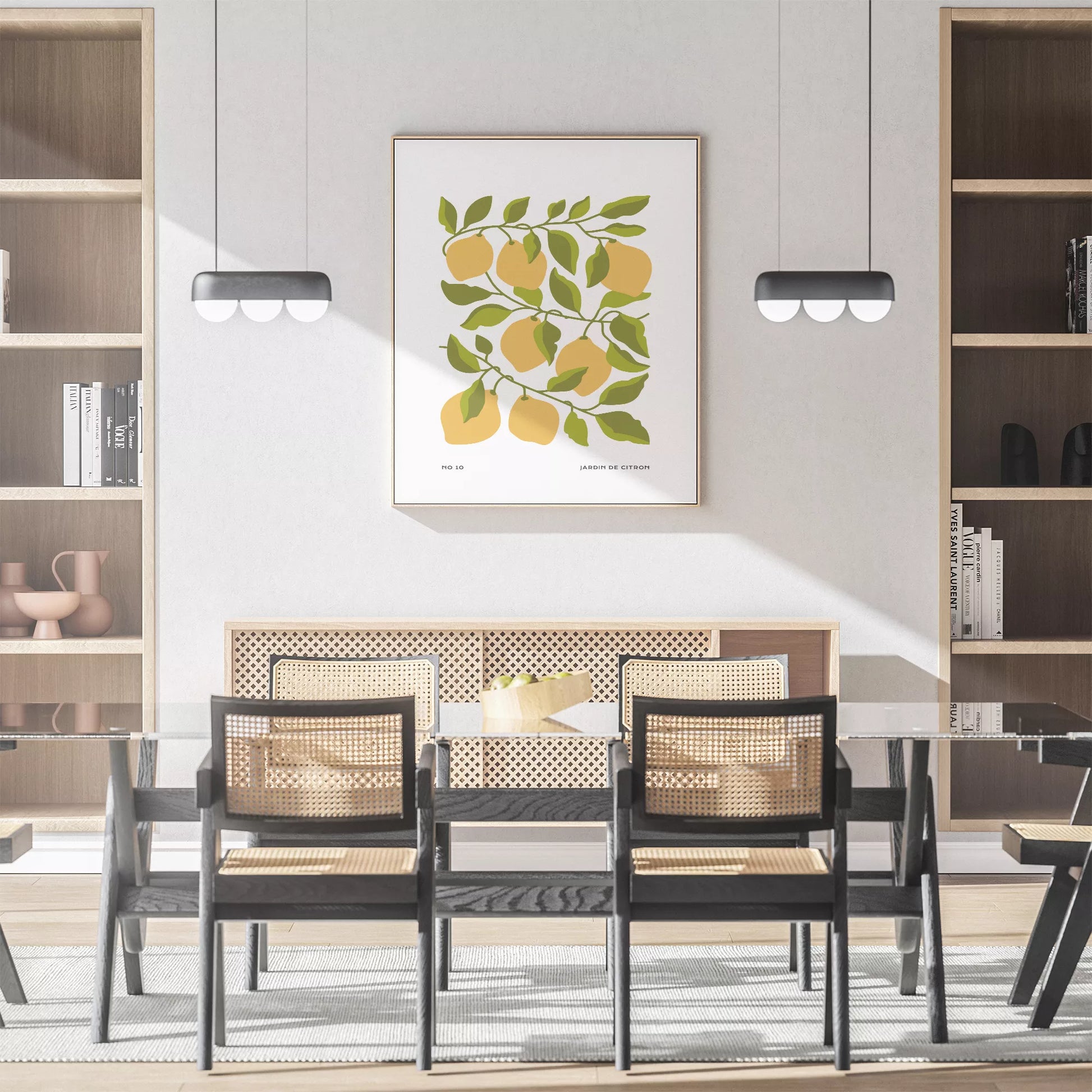 北欧デザインのレモン枝ボタニカル アートポスター シンプルモダン