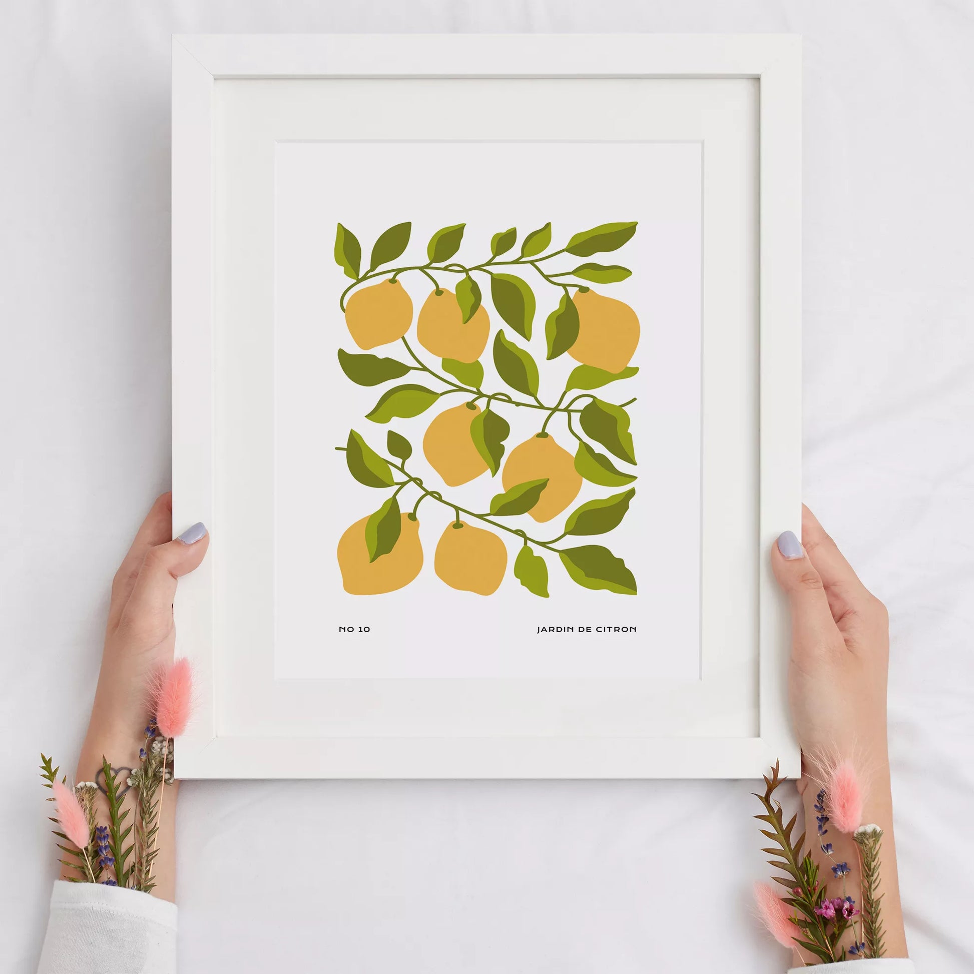 北欧デザインのレモン枝ボタニカル アートポスター シンプルモダン