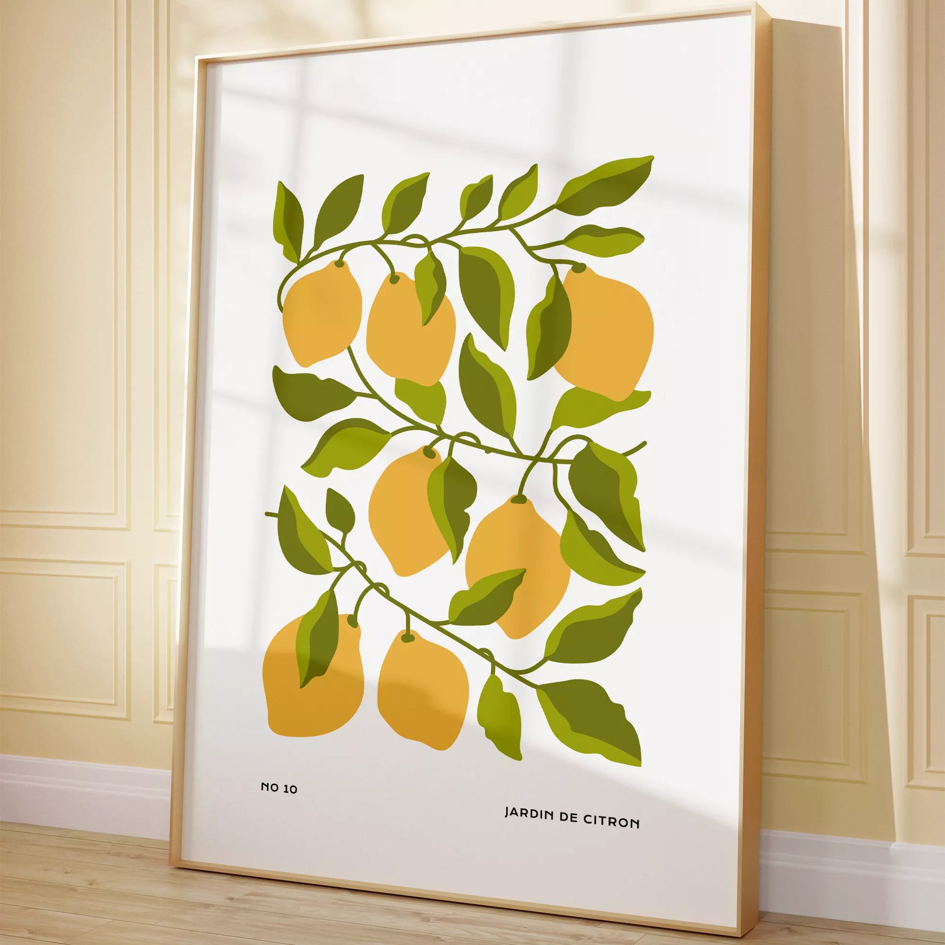 北欧デザインのレモン枝ボタニカル アートポスター シンプルモダン