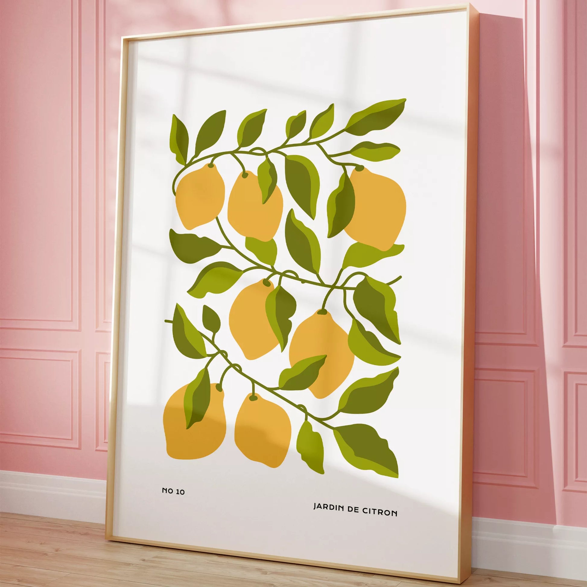 北欧デザインのレモン枝ボタニカル アートポスター シンプルモダン