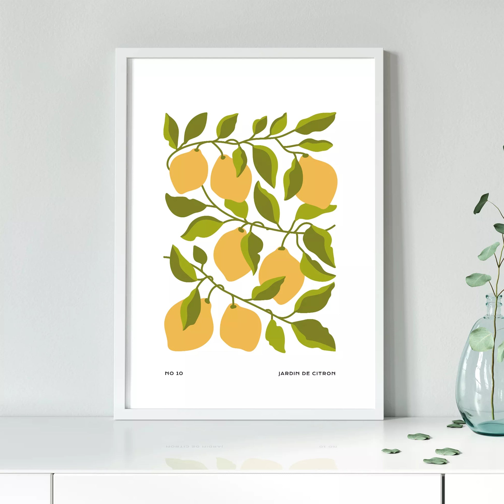 北欧デザインのレモン枝ボタニカル アートポスター シンプルモダン