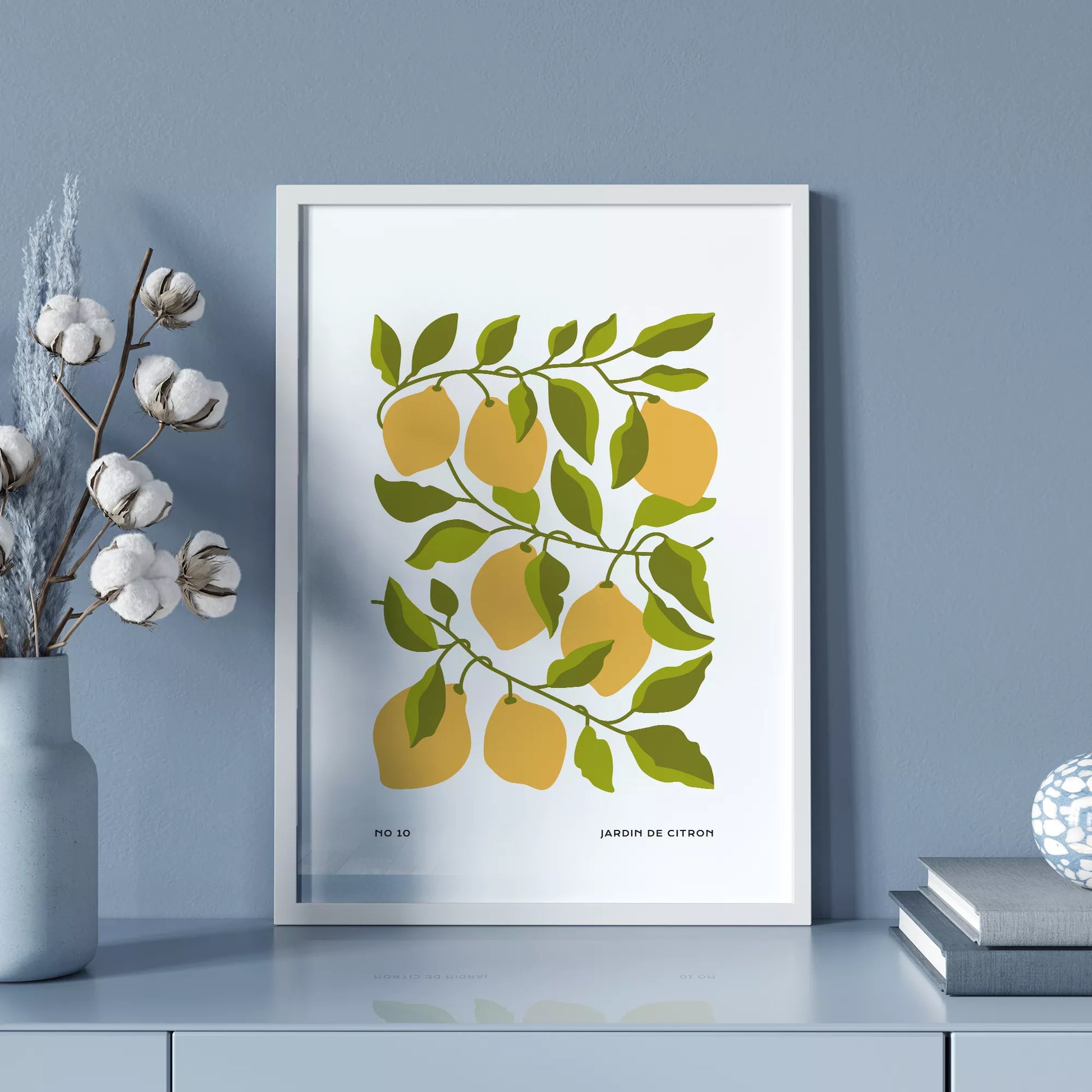 北欧デザインのレモン枝ボタニカル アートポスター シンプルモダン