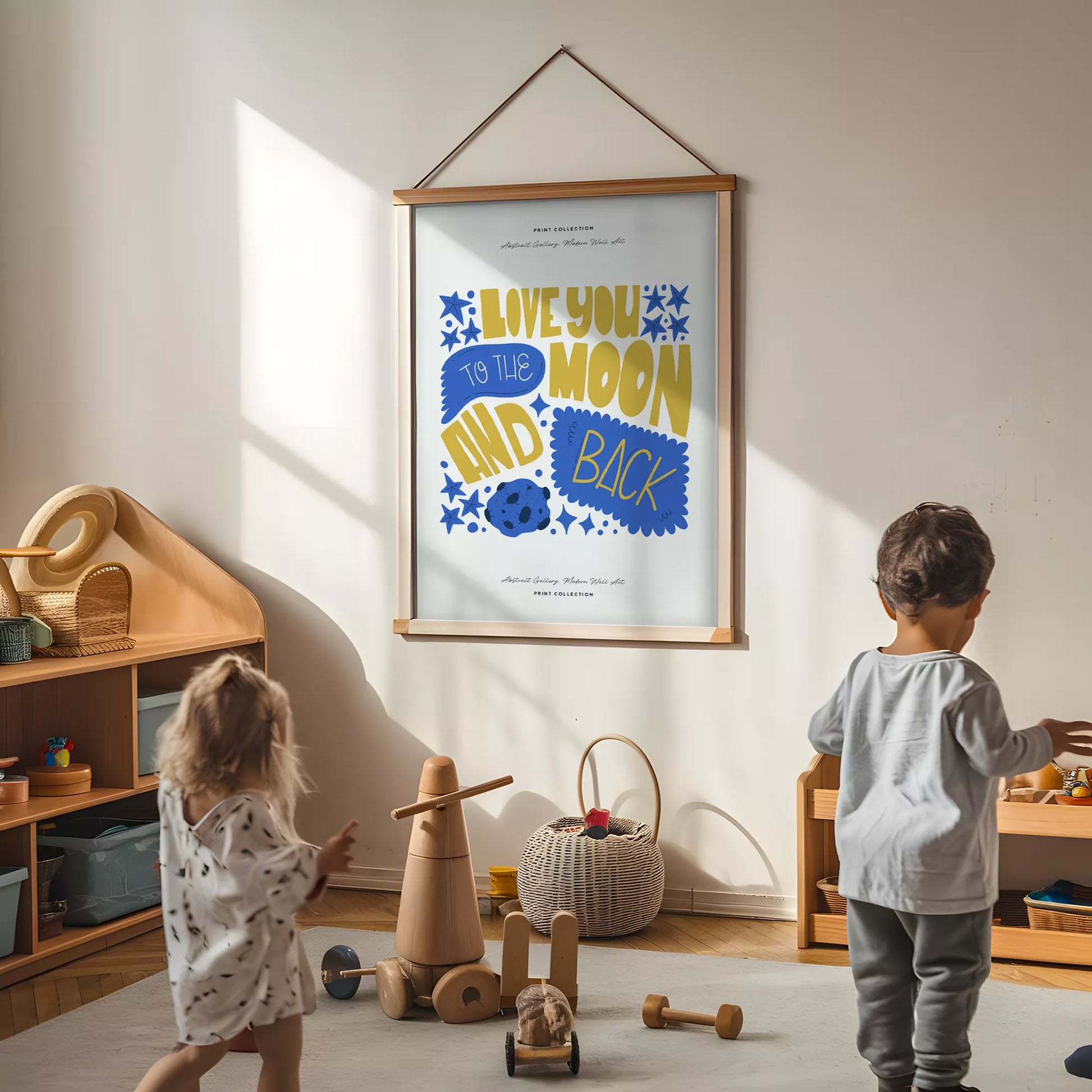 子供愛月モチベーションポスター英語学習ブルーイエロー