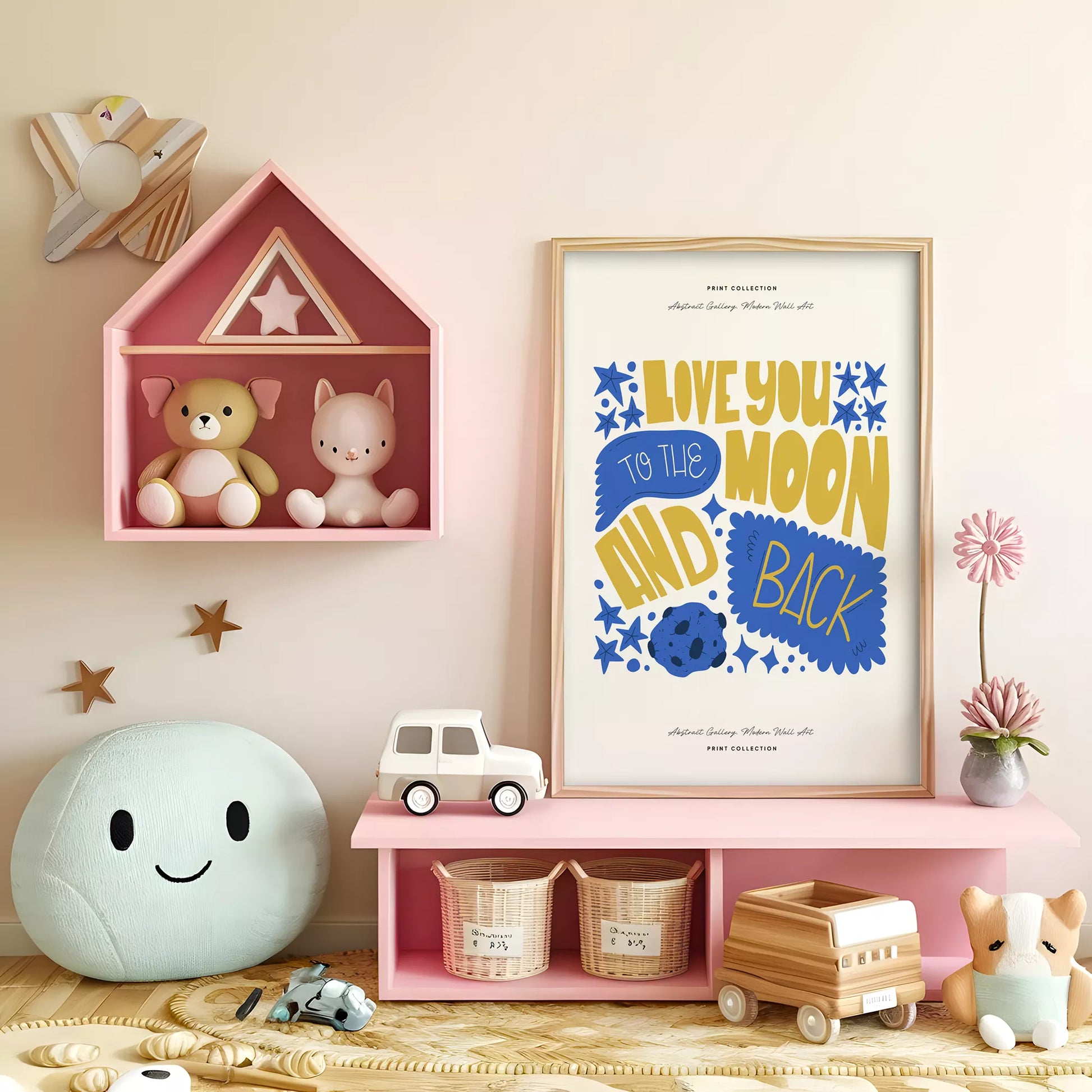 子供愛月モチベーションポスター英語学習ブルーイエロー