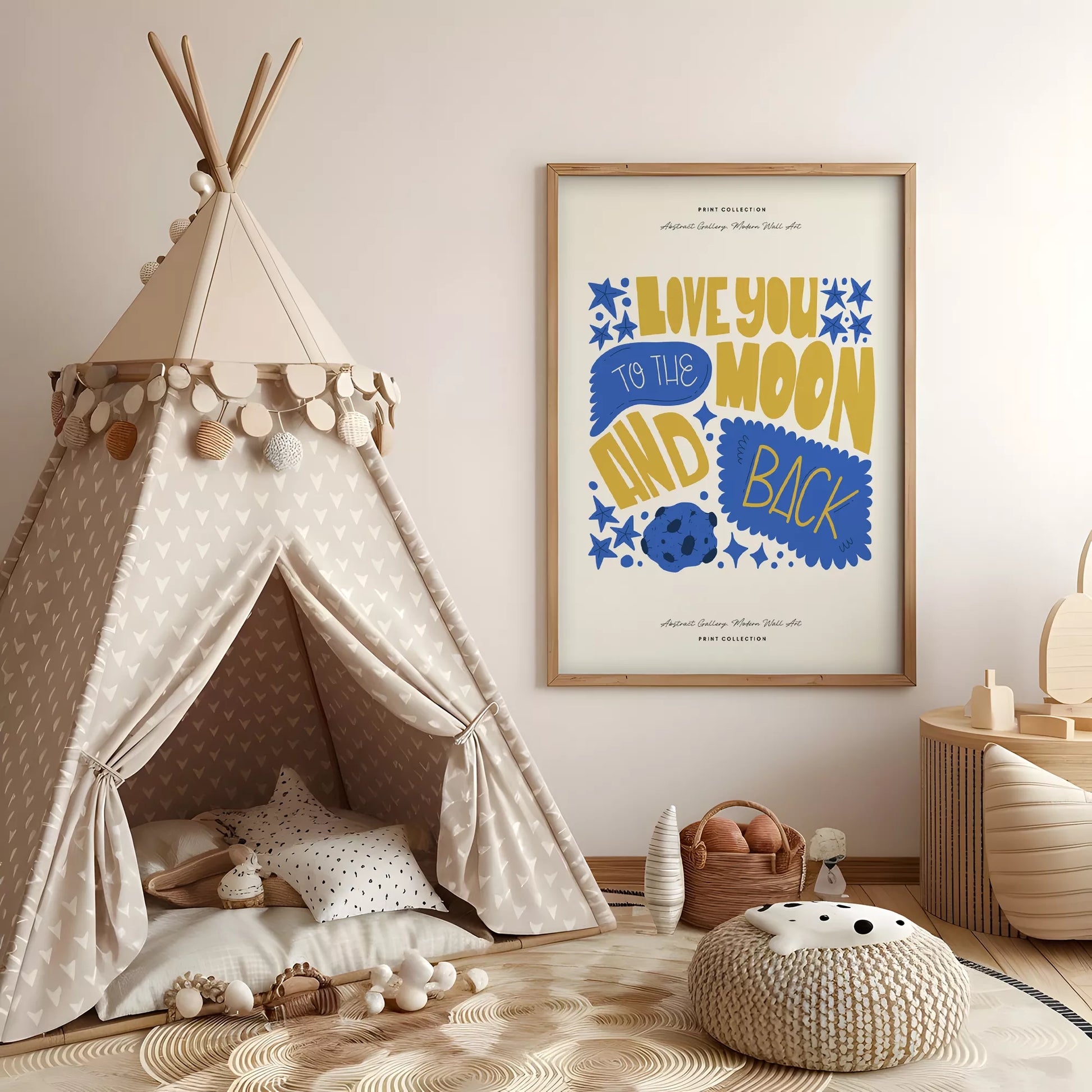 子供愛月モチベーションポスター英語学習ブルーイエロー