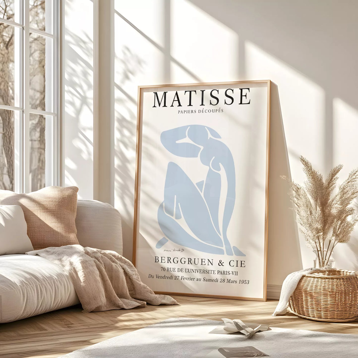 マティスのブルー抽象画が特徴の現代アートポスター、壁掛け用インテリアに最適
