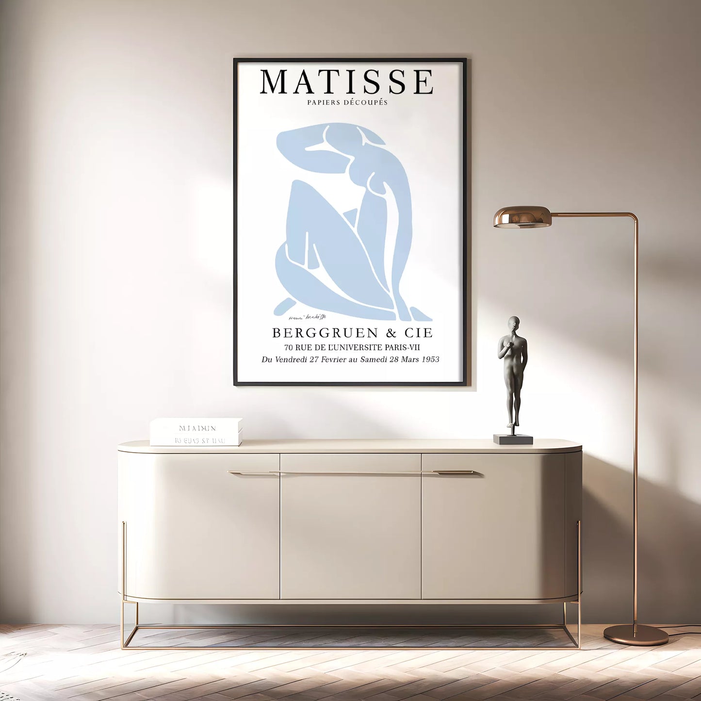 マティスのブルー抽象画が特徴の現代アートポスター、壁掛け用インテリアに最適