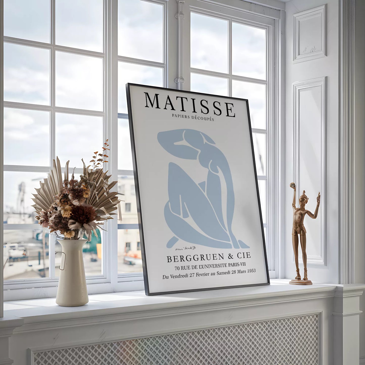 マティスのブルー抽象画が特徴の現代アートポスター、壁掛け用インテリアに最適