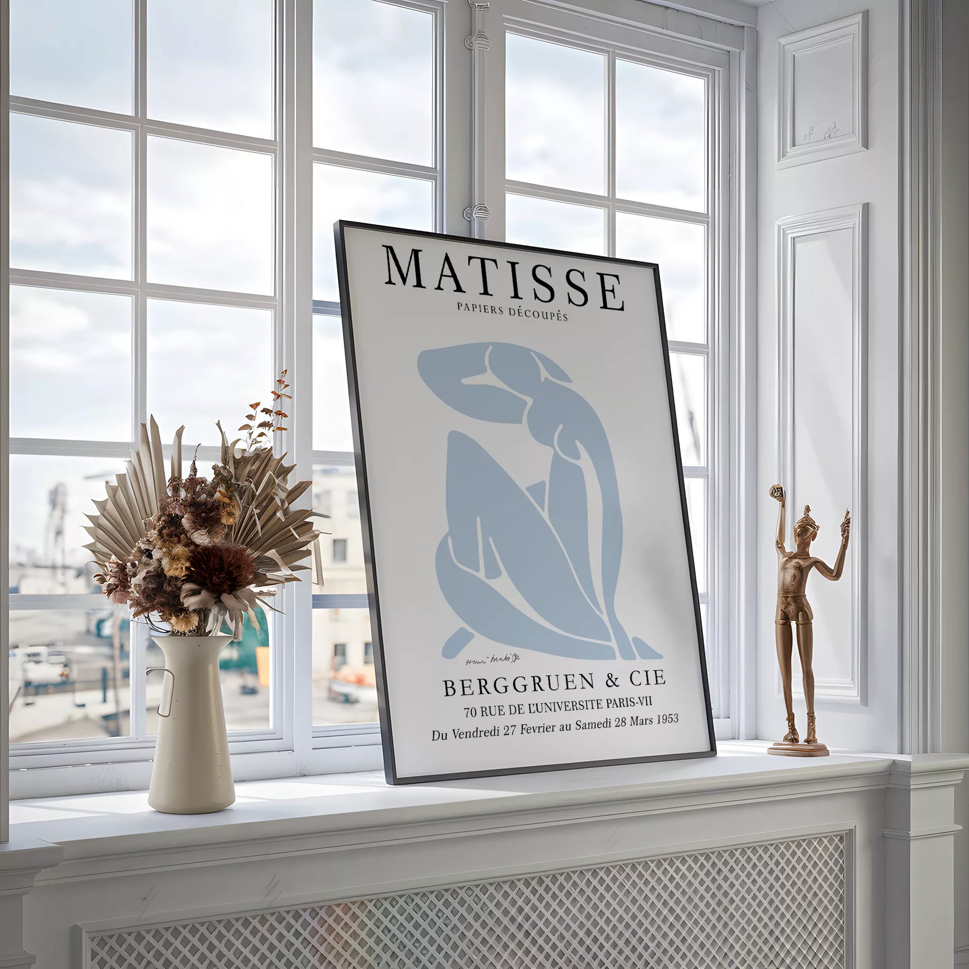 マティスのブルー抽象画が特徴の現代アートポスター、壁掛け用インテリアに最適