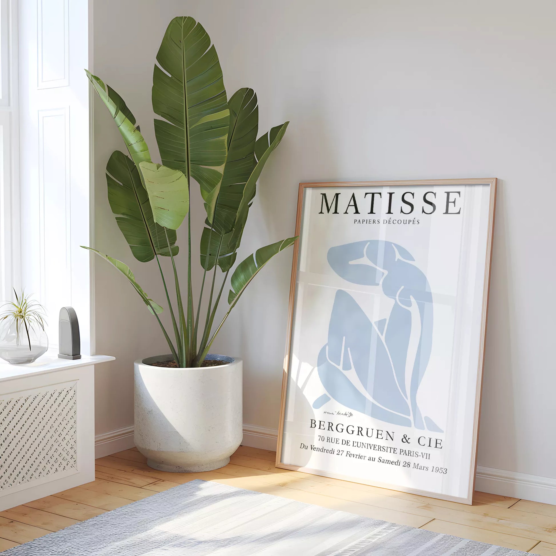 マティスのブルー抽象画が特徴の現代アートポスター、壁掛け用インテリアに最適