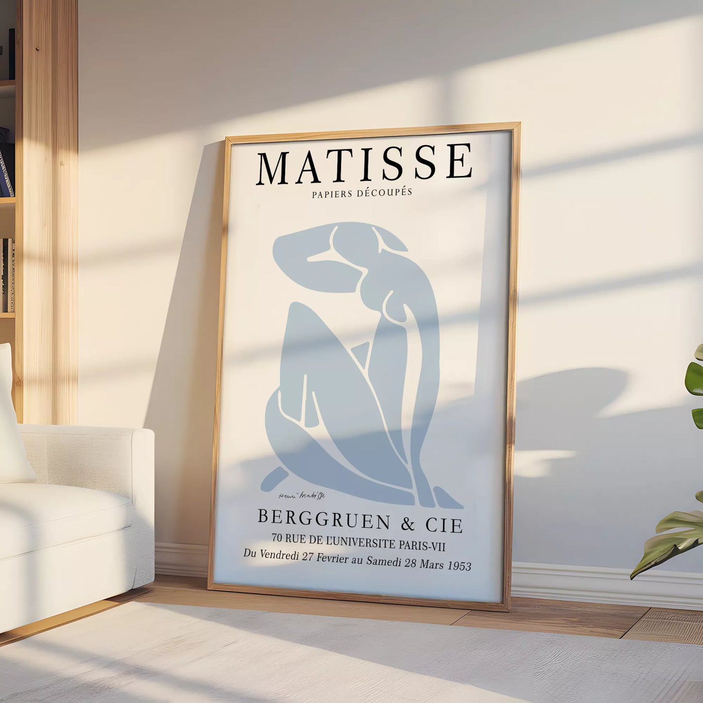 マティスのブルー抽象画が特徴の現代アートポスター、壁掛け用インテリアに最適