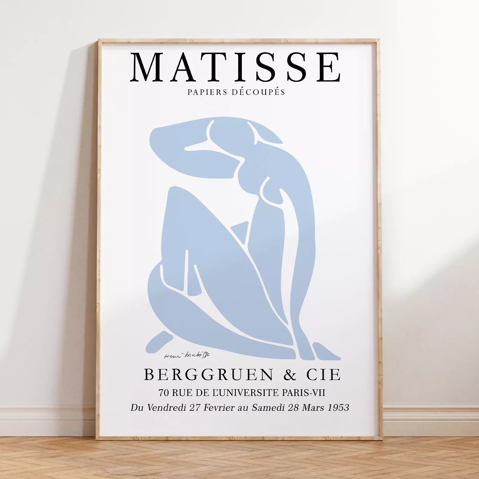 マティスのブルー抽象画が特徴の現代アートポスター、壁掛け用インテリアに最適